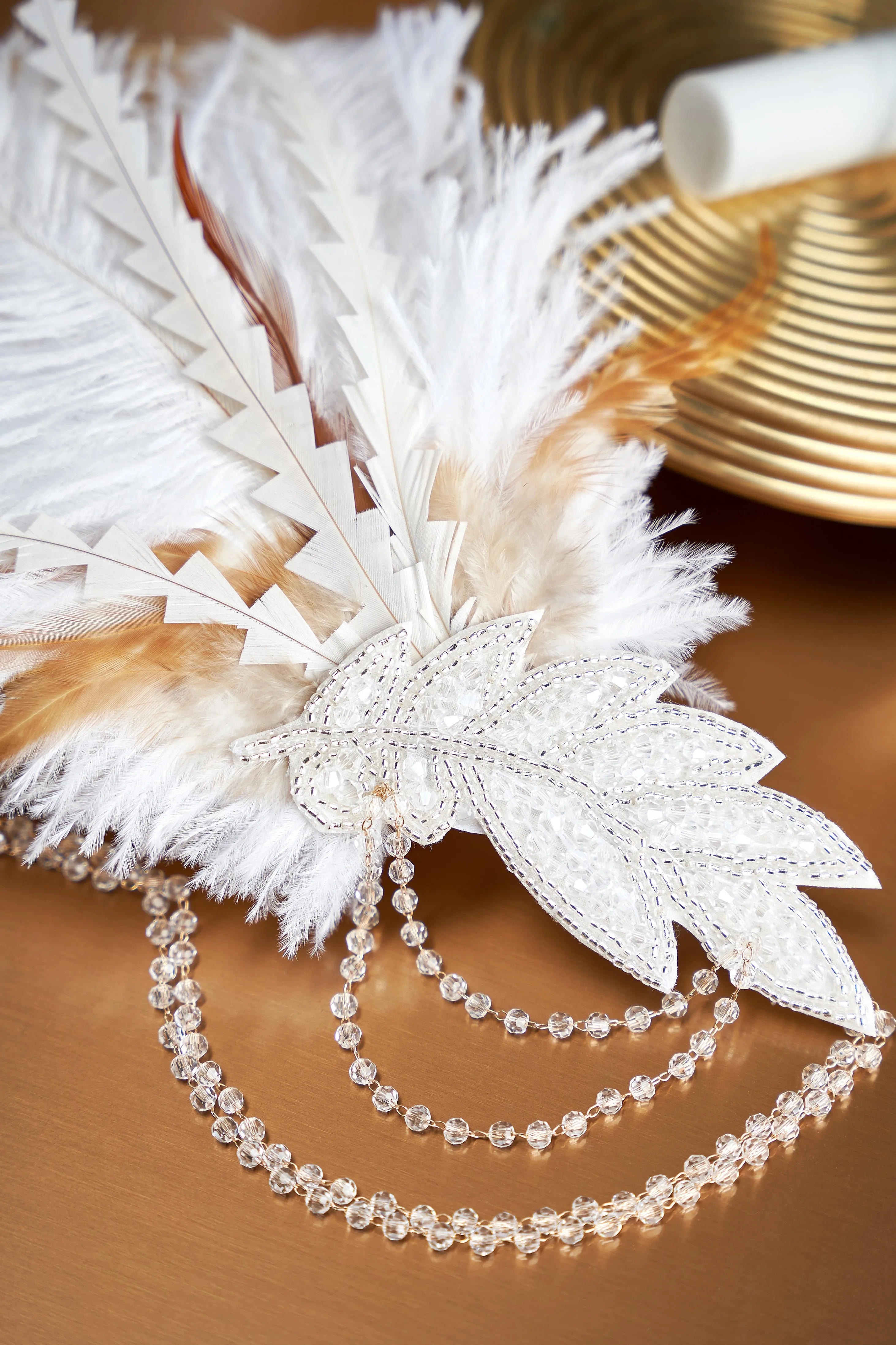 1920s Carnival Beaded Feather Headdress