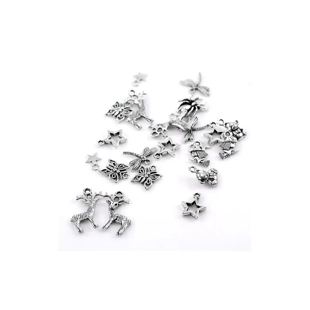 50 Pcs Tibetan Silver MIXED CHARMS 28mm x 5mm - 11mm x 9mm (50 Nr.) Charms Pendants, Lead & Nickel Free Metal Charms Pendants Beads