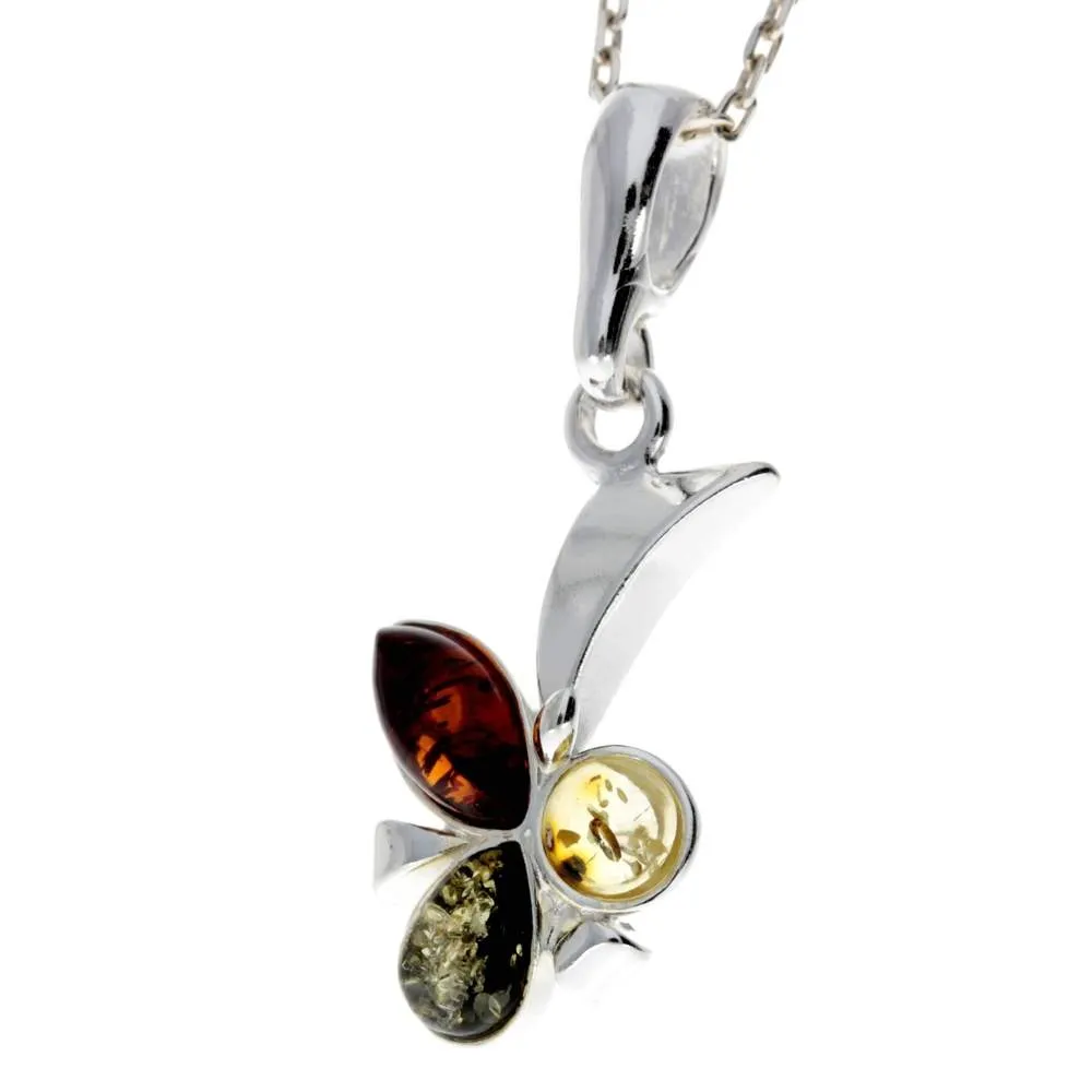 925 Sterling Silver & Genuine Baltic Amber Classic Pendant - 1848