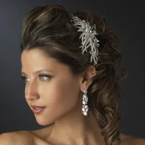 Antique Silver Multi Cut Crystal Spiral Spray Bridal Headpiece