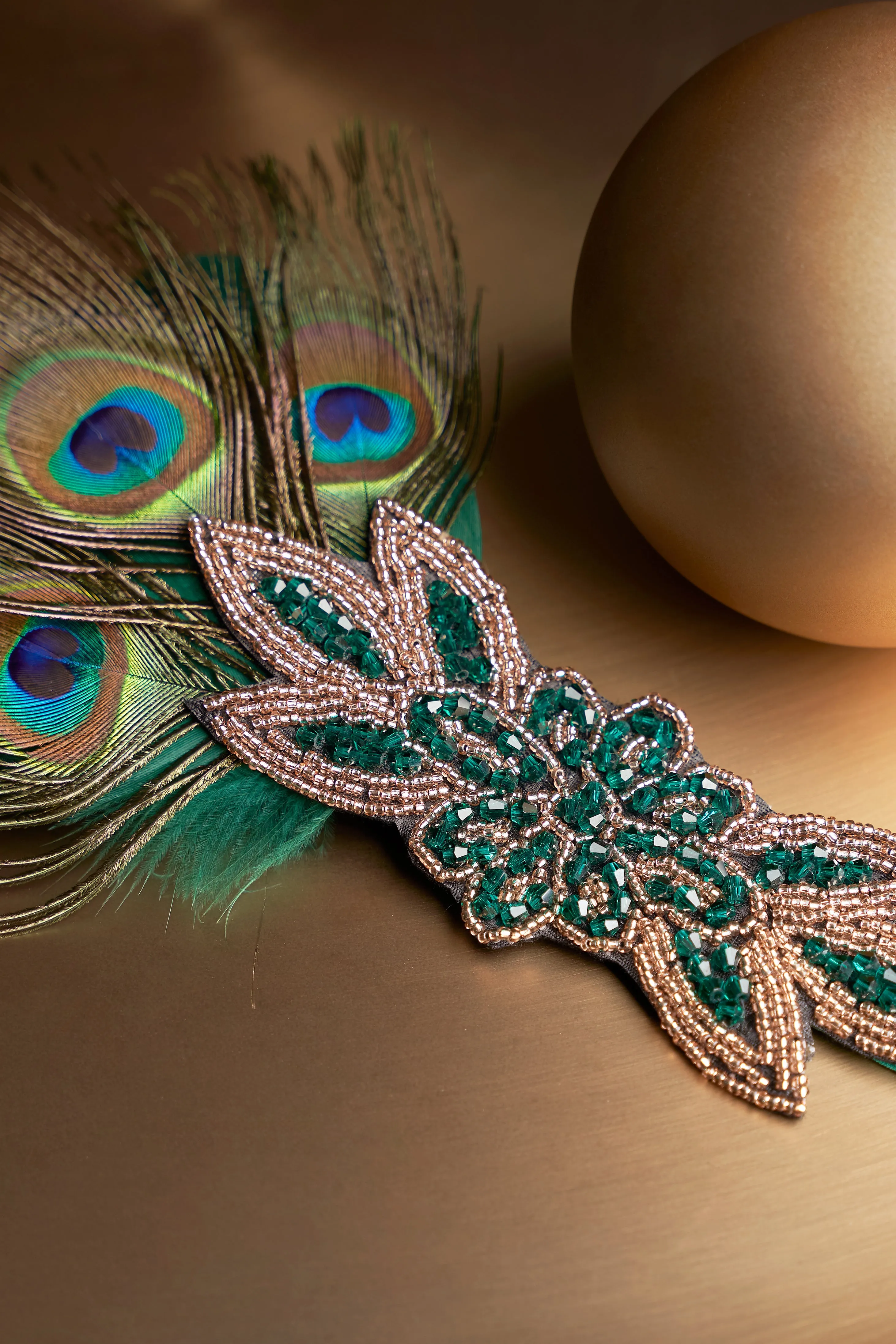 Beaded Peacock Shimmer Headpiece