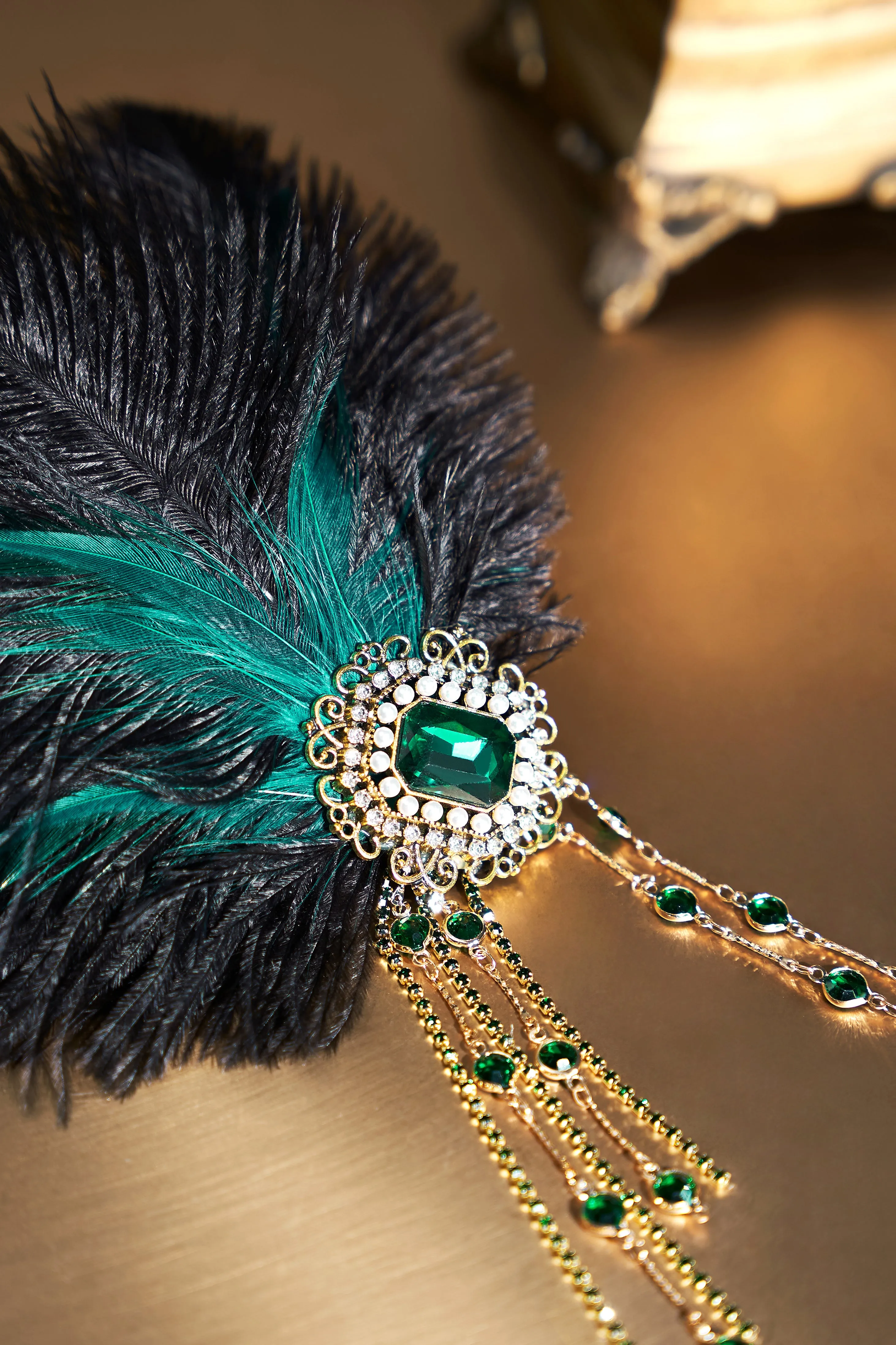 Beads Studded Tinted Feather Headband