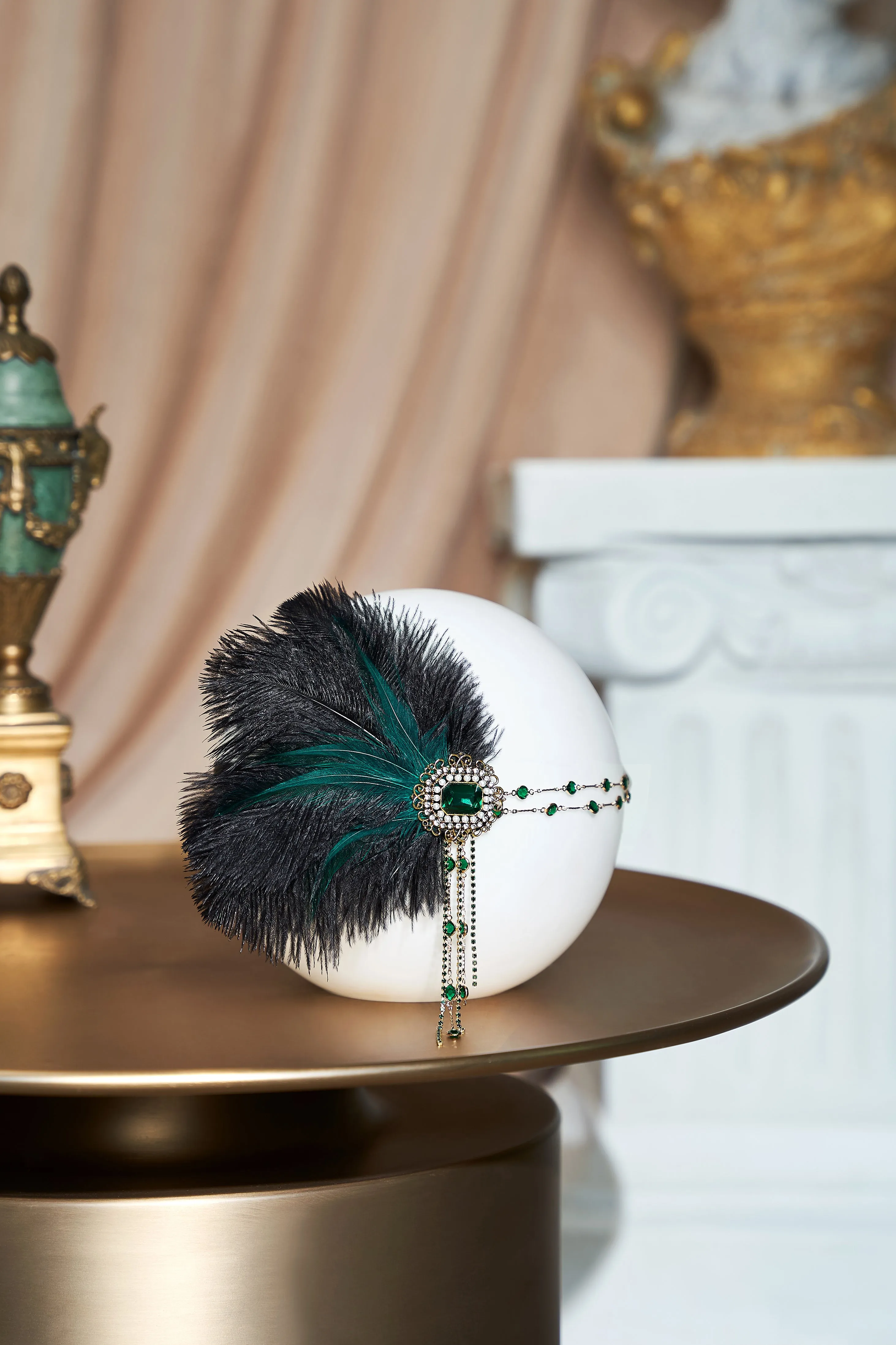 Beads Studded Tinted Feather Headband