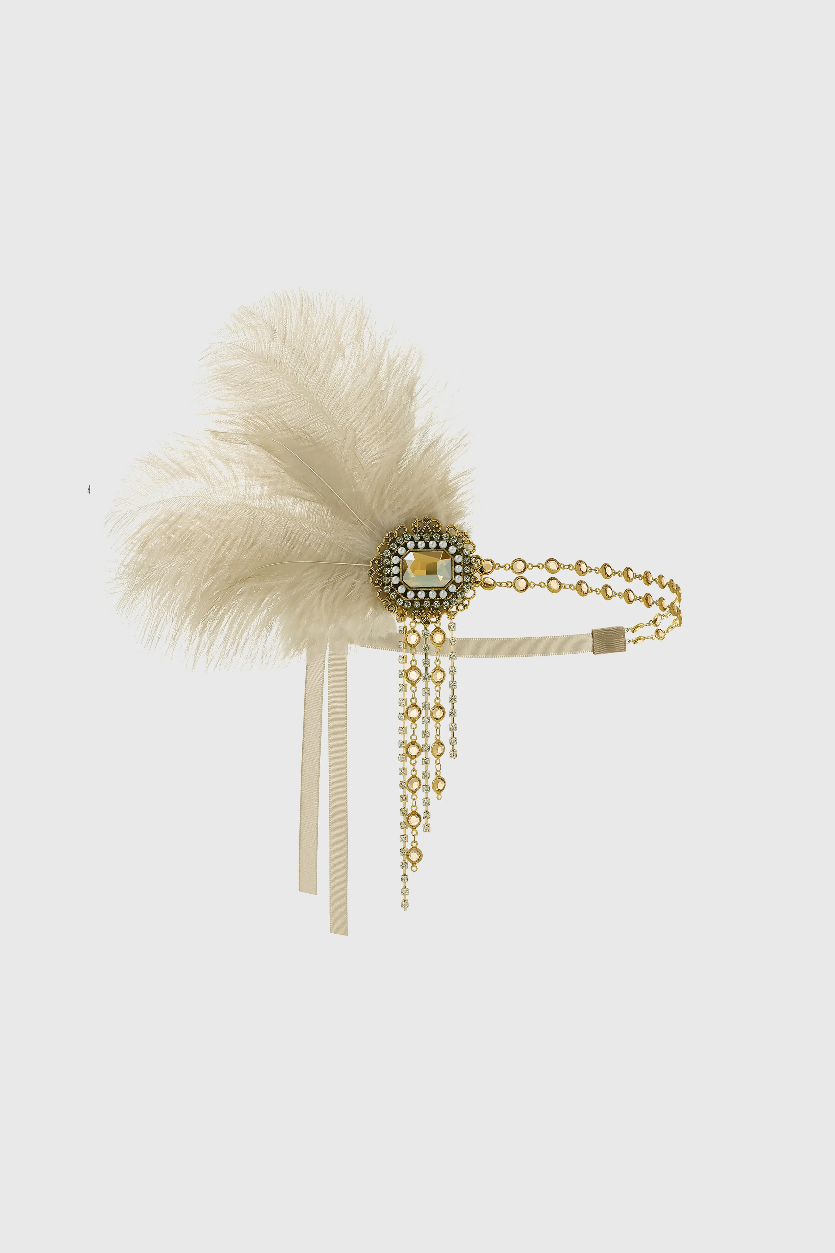 Beads Studded Tinted Feather Headband