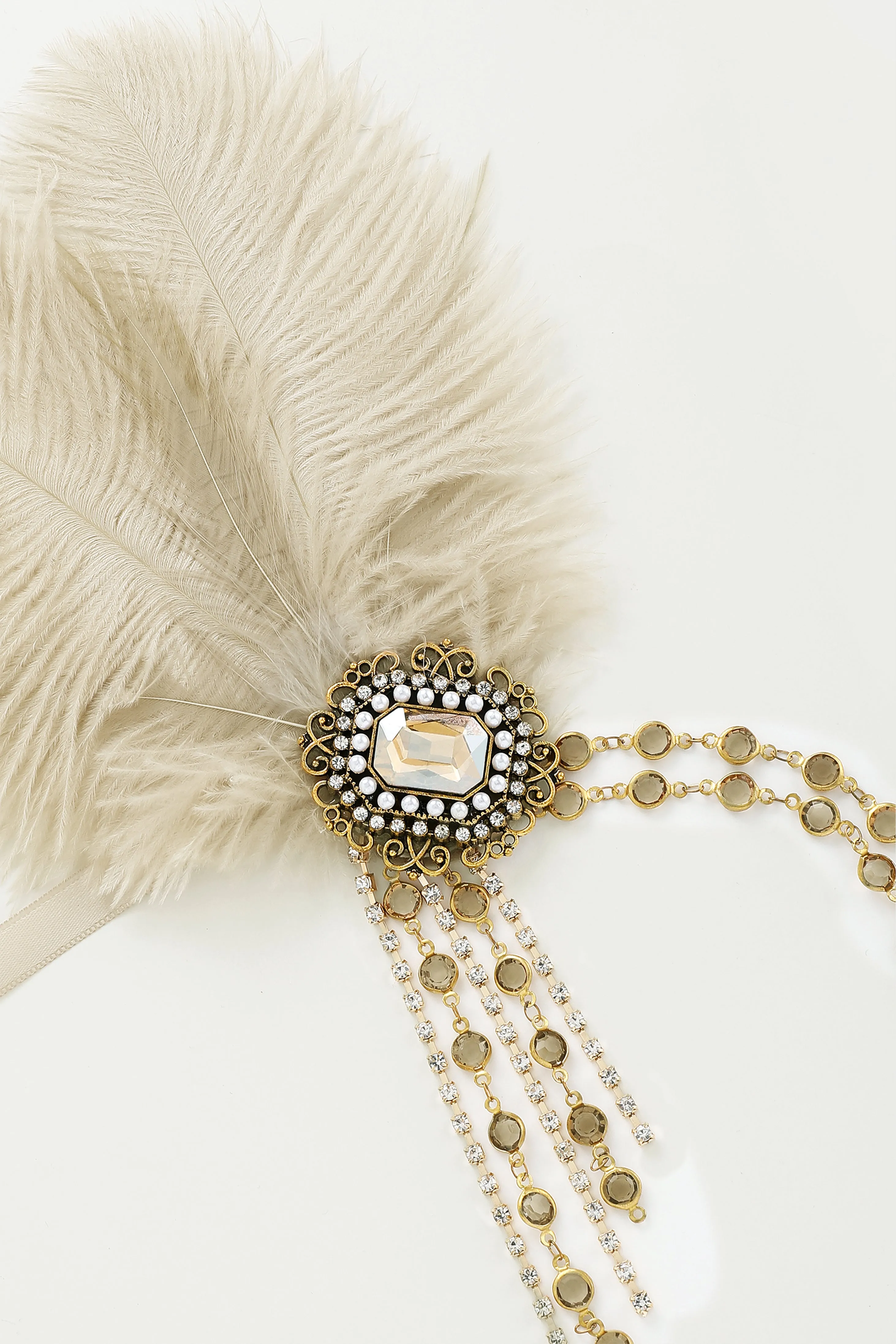 Beads Studded Tinted Feather Headband