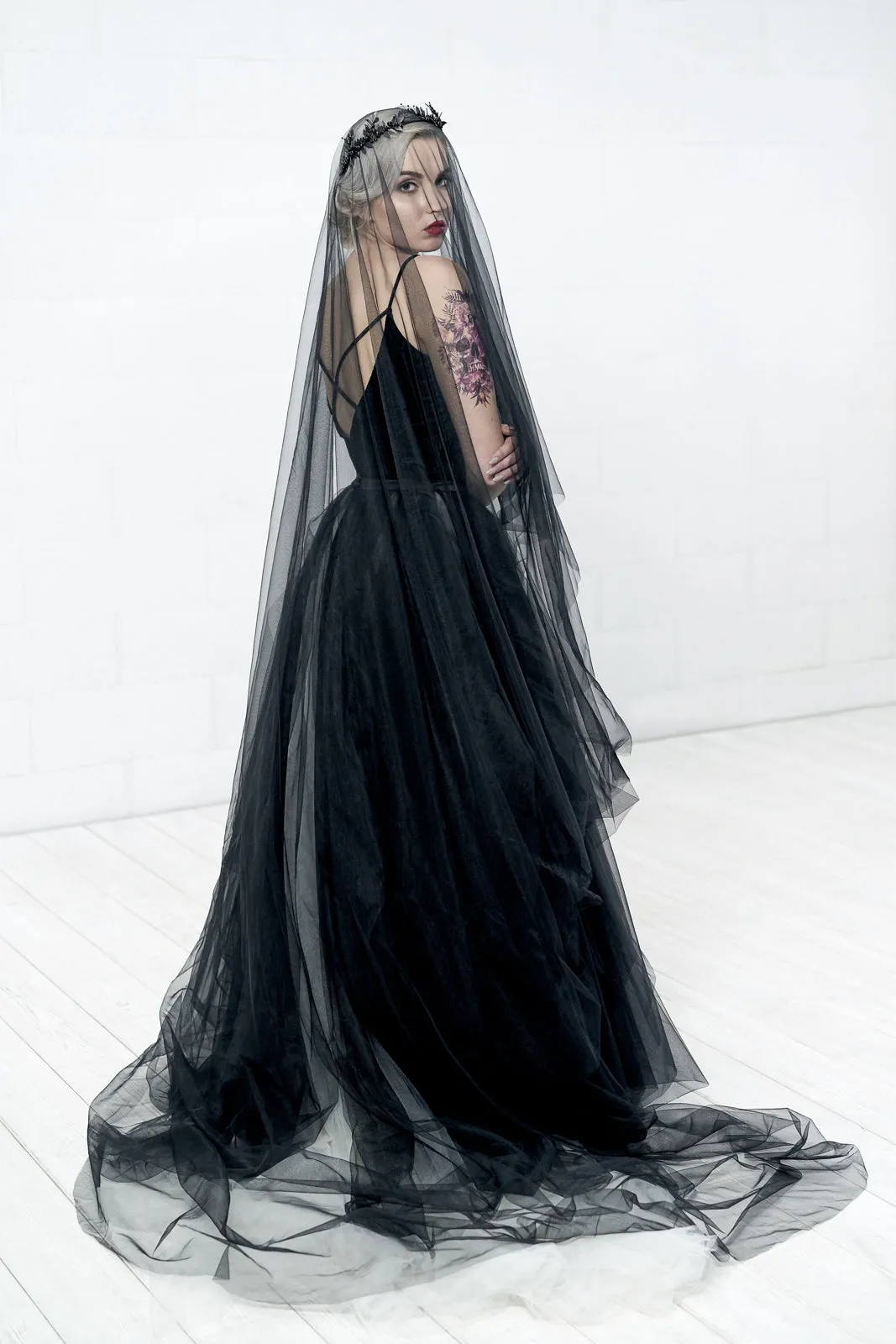 Black wedding veil - ALISSA