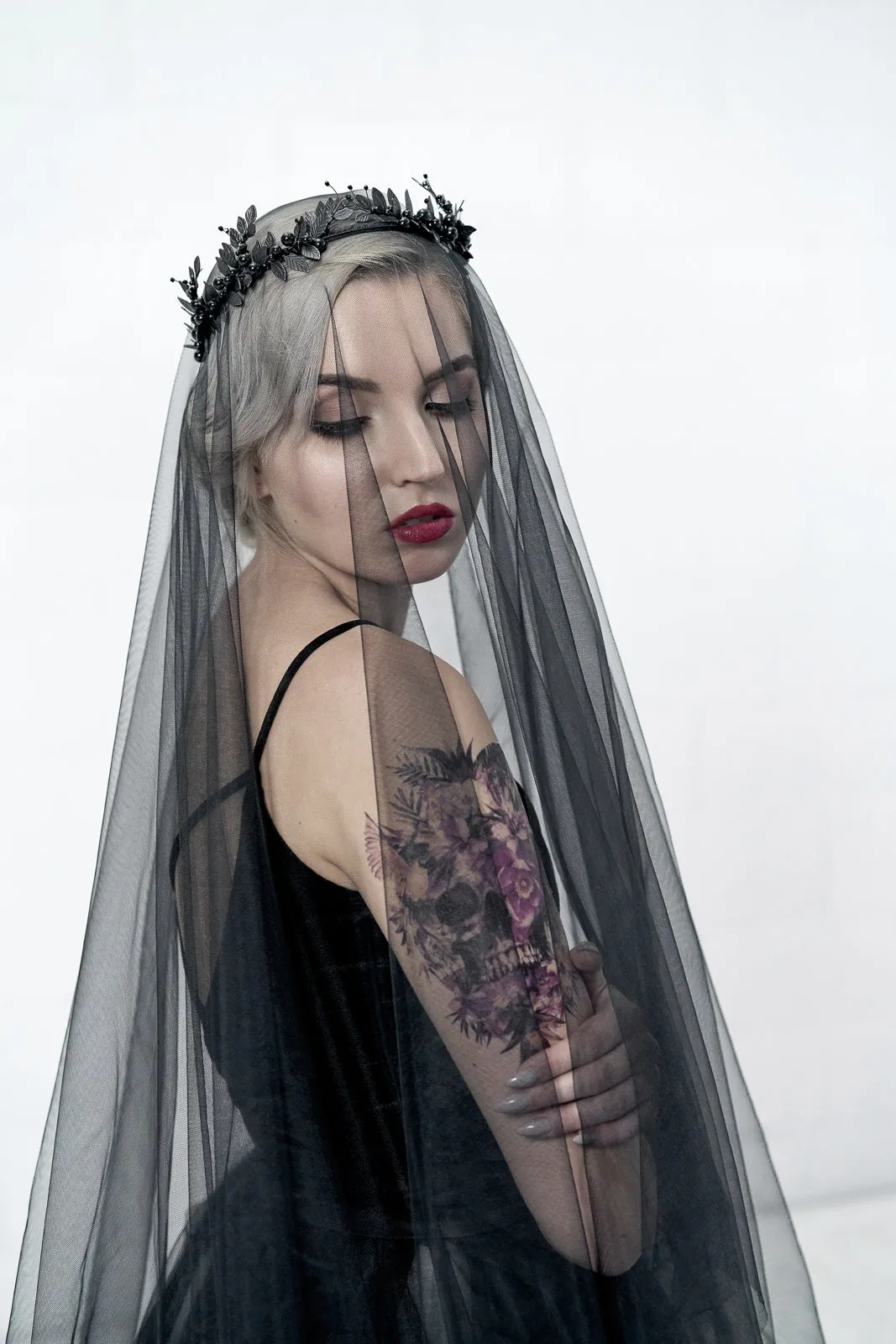 Black wedding veil - ALISSA