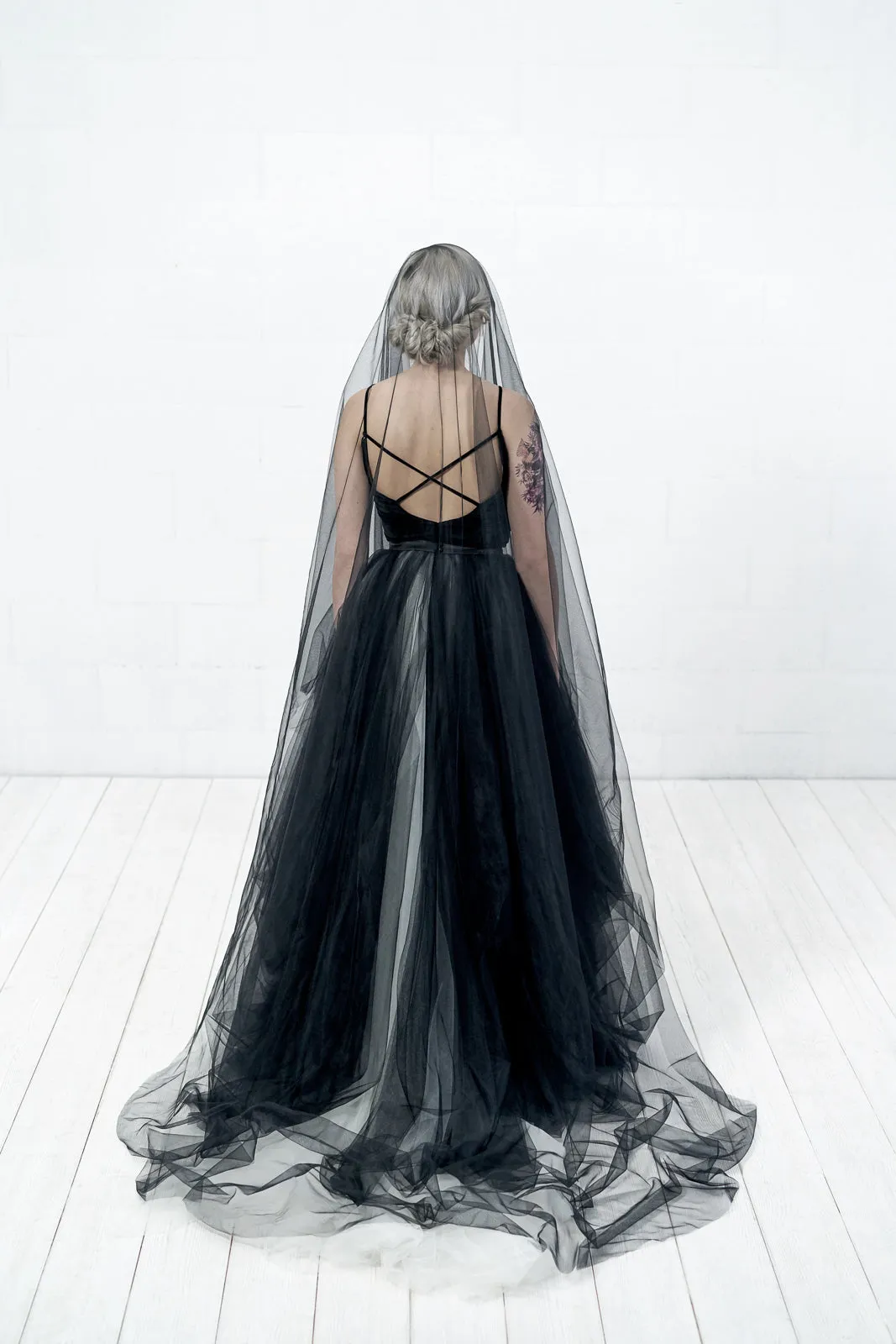 Black wedding veil - ALISSA