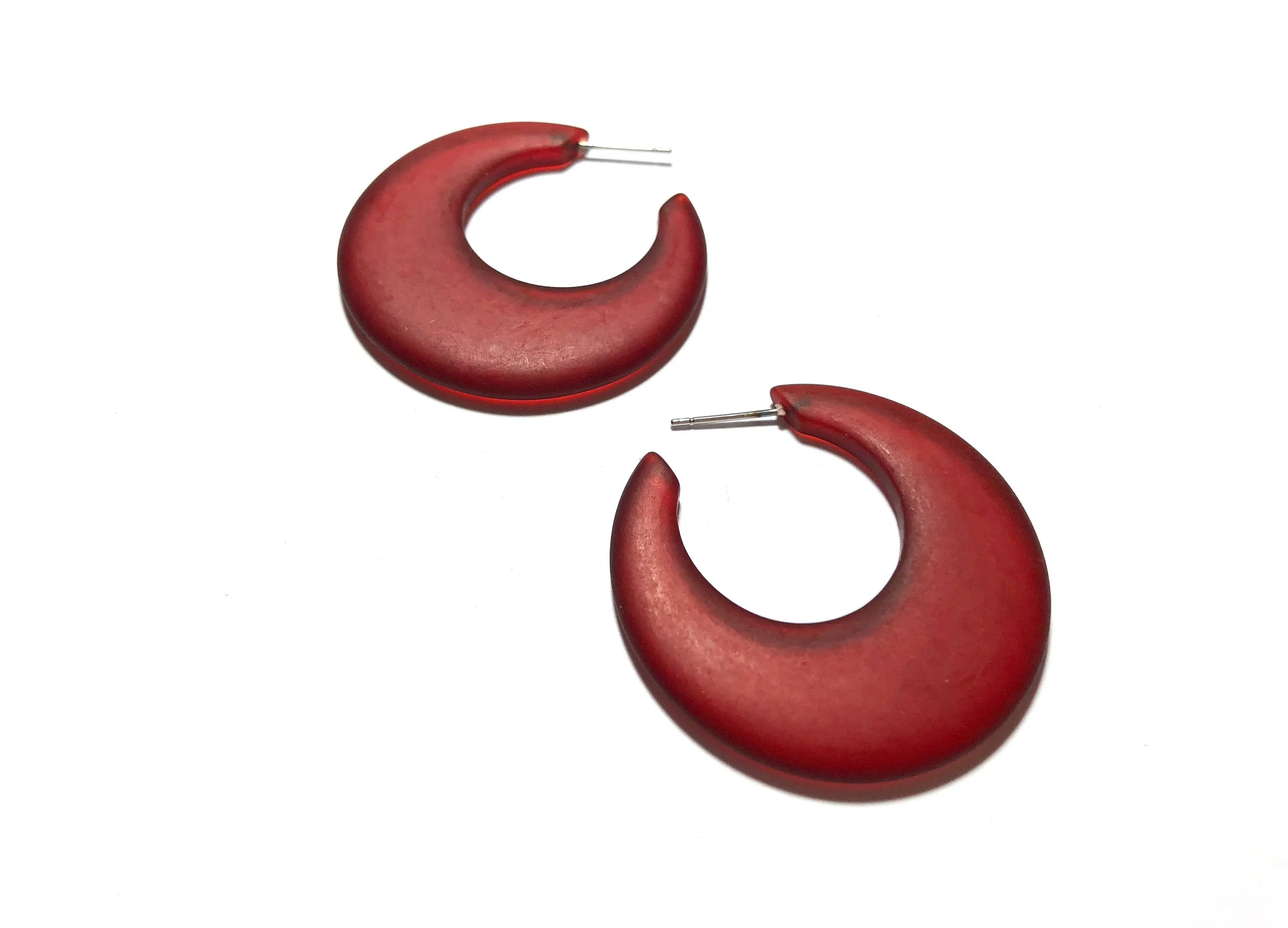 Cherry Red Frosted Mod Go Go Hoop Earrings