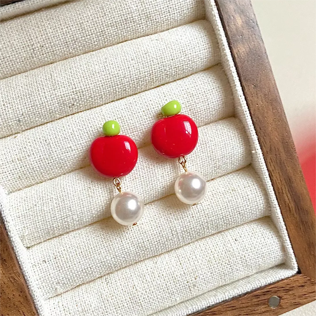 Cute Pearl Apple Earrings