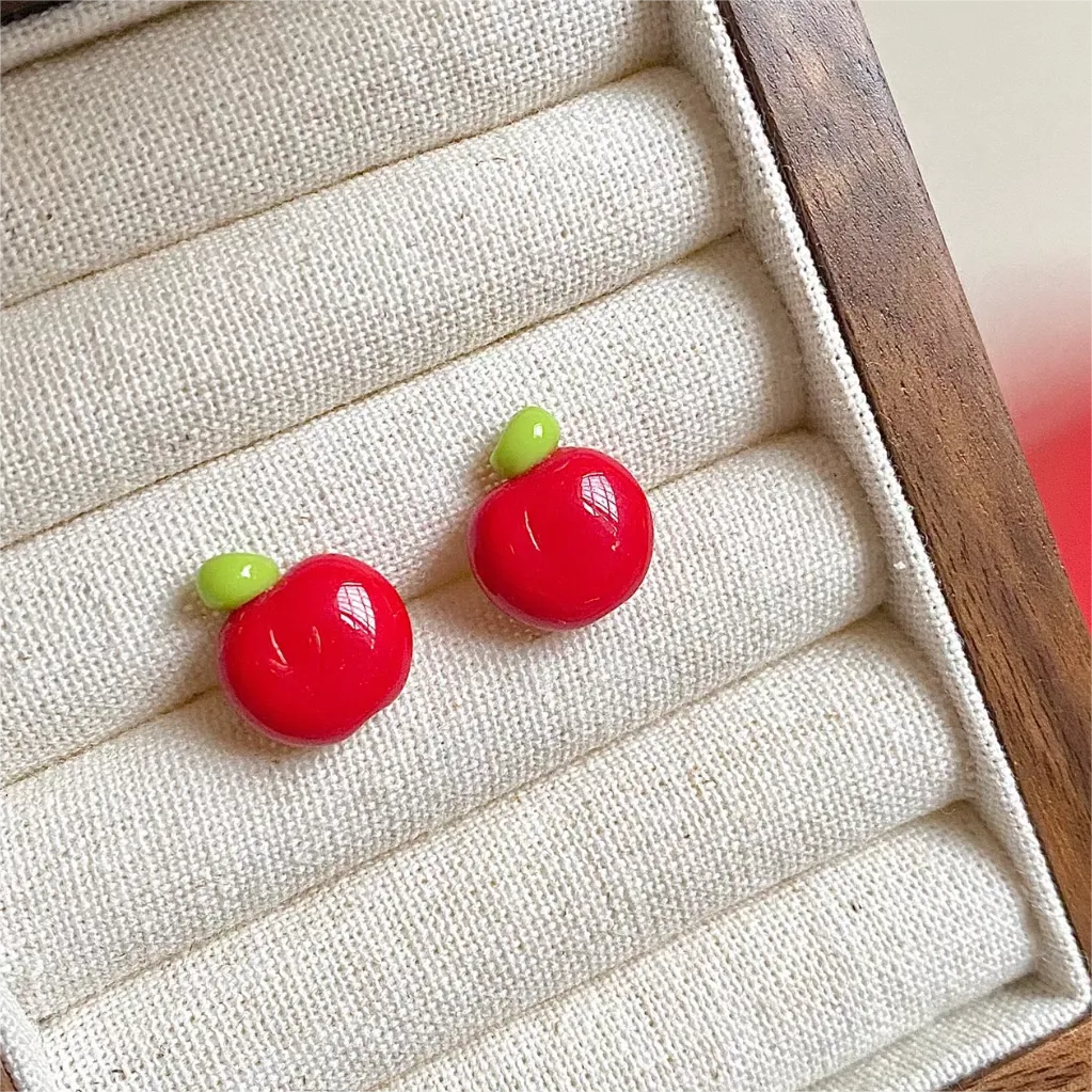 Cute Pearl Apple Earrings