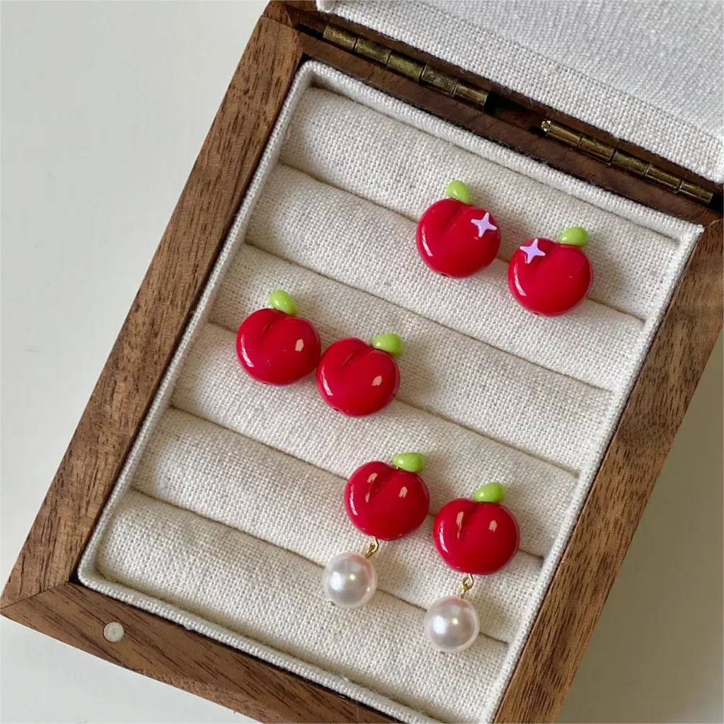 Cute Pearl Apple Earrings
