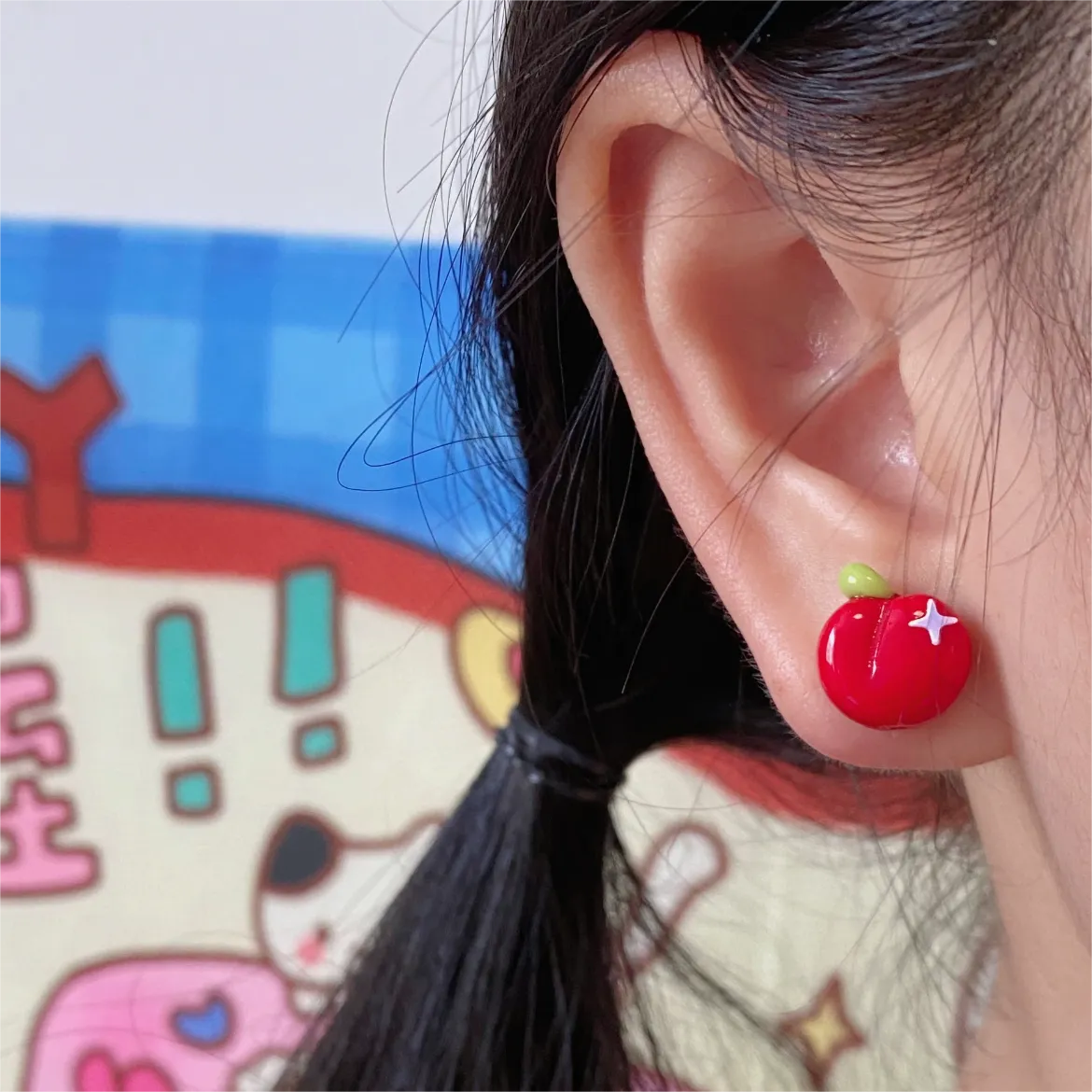 Cute Pearl Apple Earrings