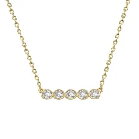Diamond Bezel Bar Necklace, 14k (5 stones)