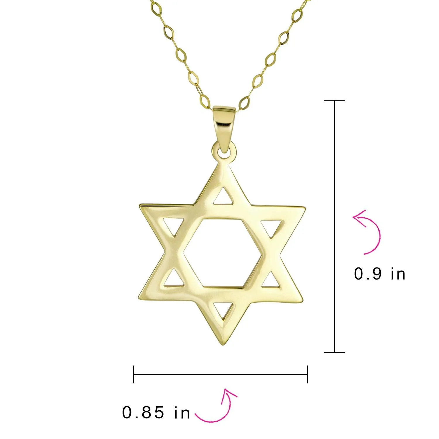 Genuine 14K Gold Pendant Necklace Star of David Amulet for Spiritual Protection