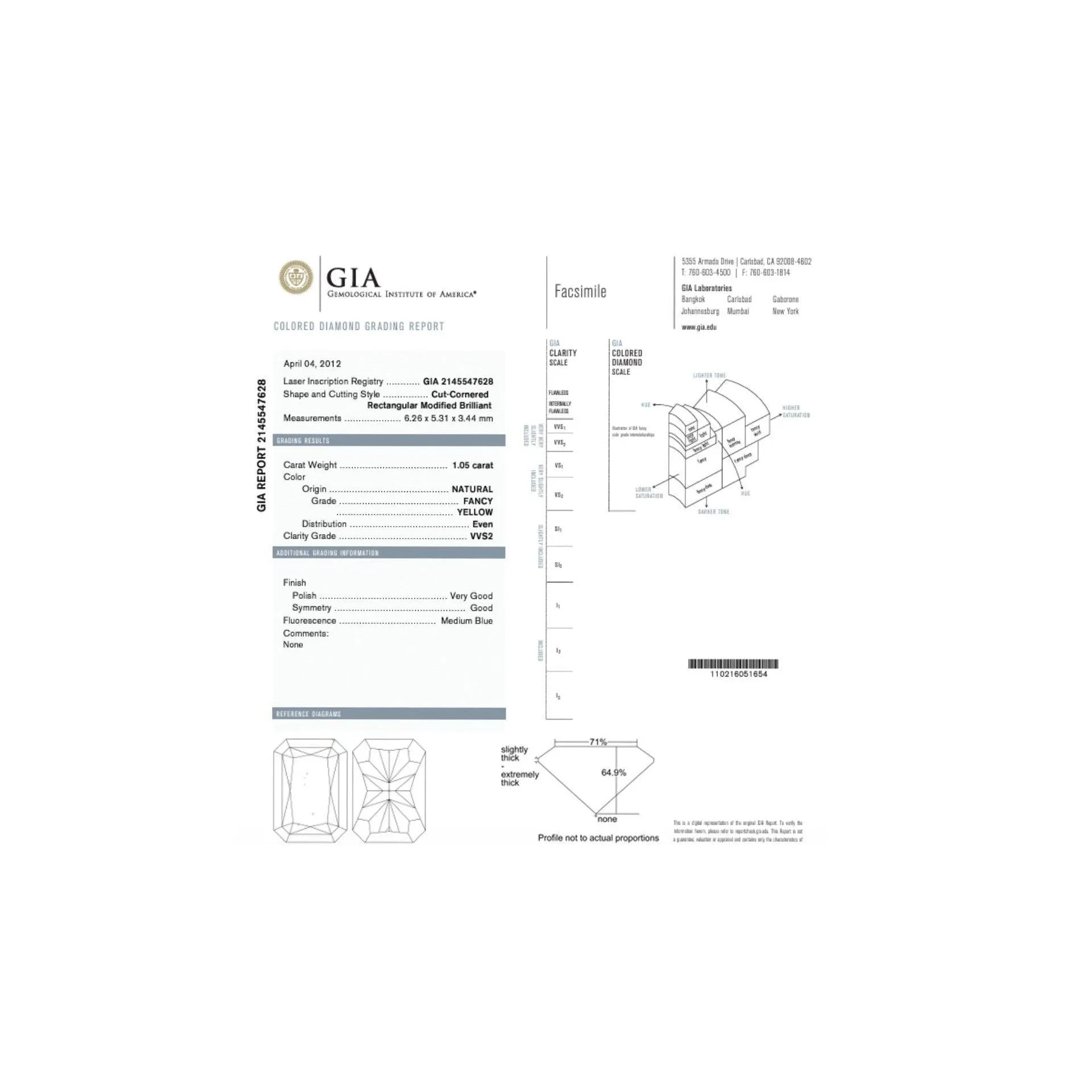 GIA Certified 1.05 Carat Fancy Yellow Diamond Pendant Necklace