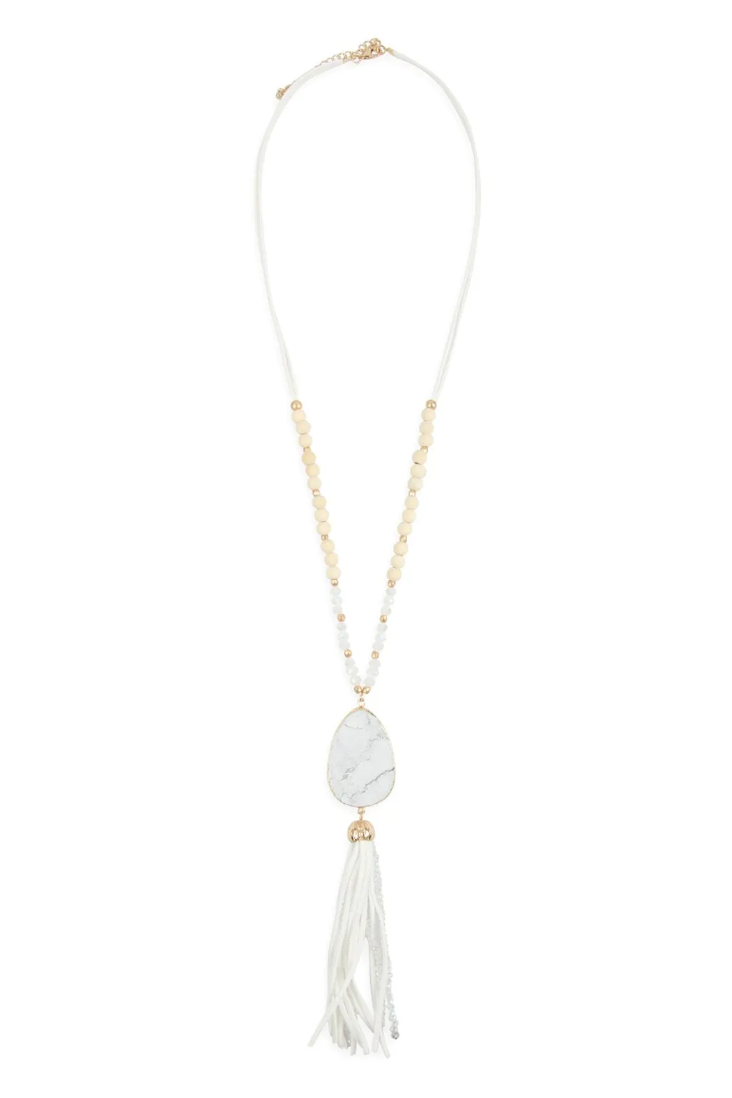 Hdn2755 - Natural Stone Tassel Pendant Necklace