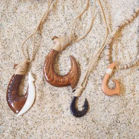 Hilo Koa Wood Fish Hook Necklace