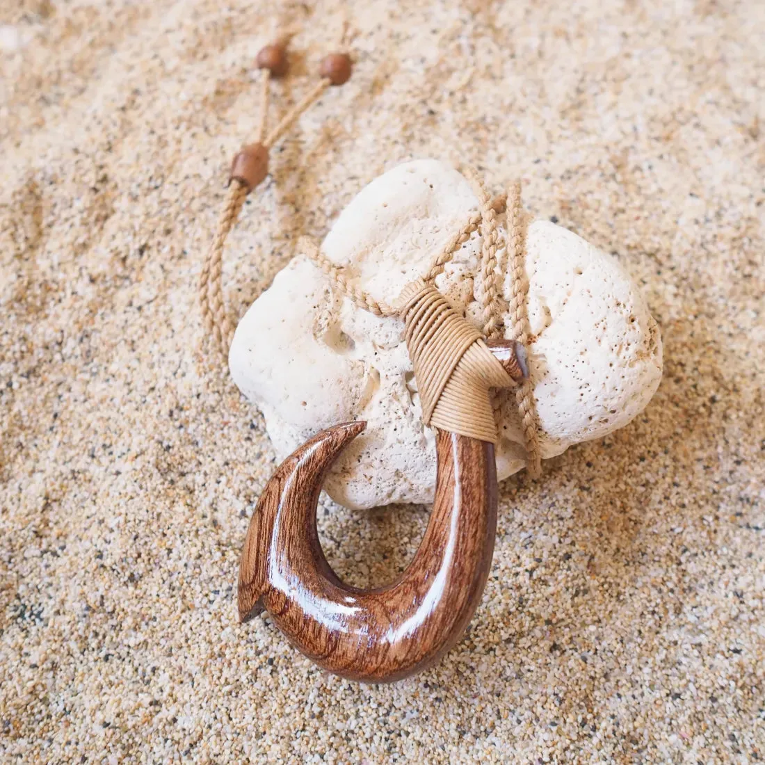 Hilo Koa Wood Fish Hook Necklace