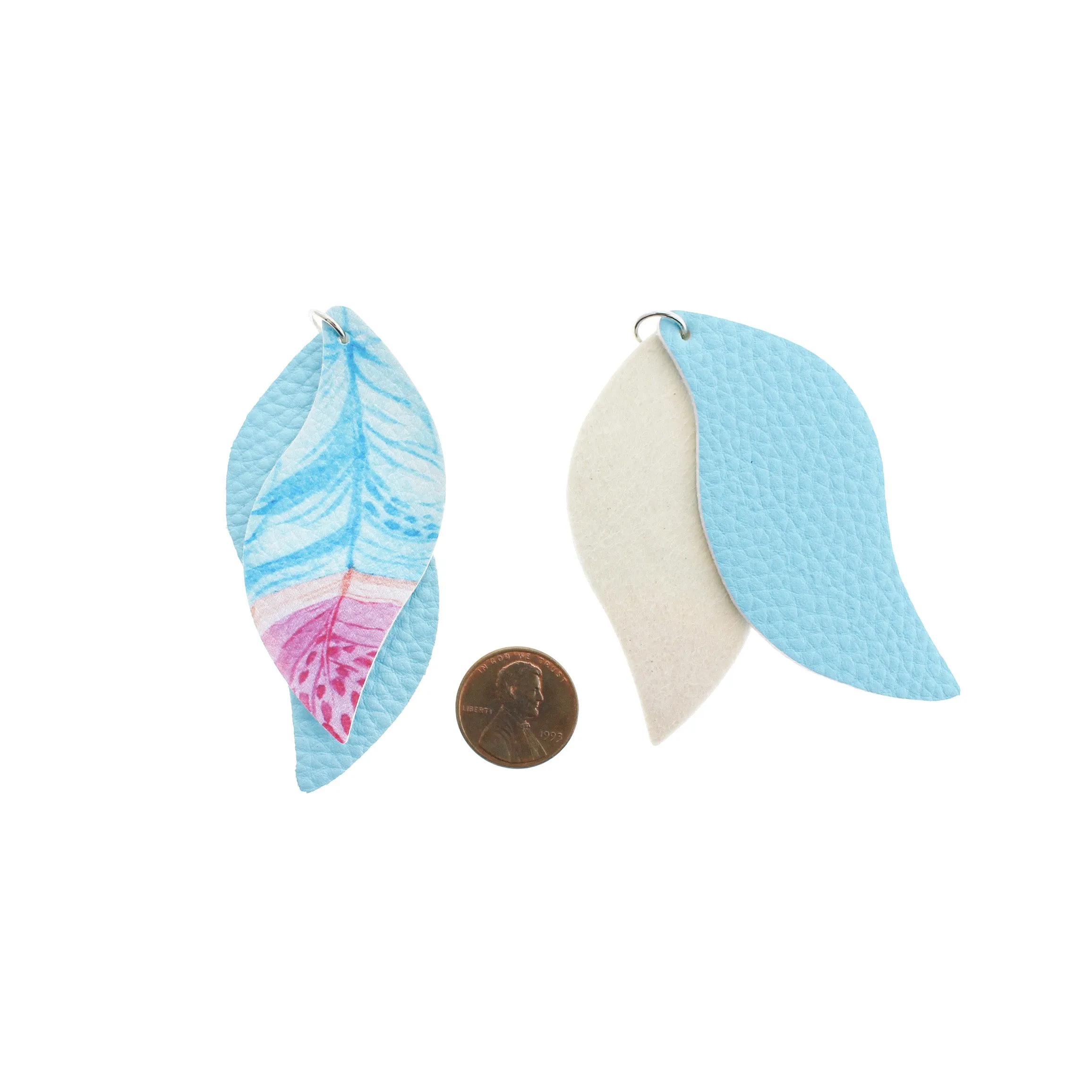 Imitation Leather Feather Pendants - 1 Pair - Choose Your Color!