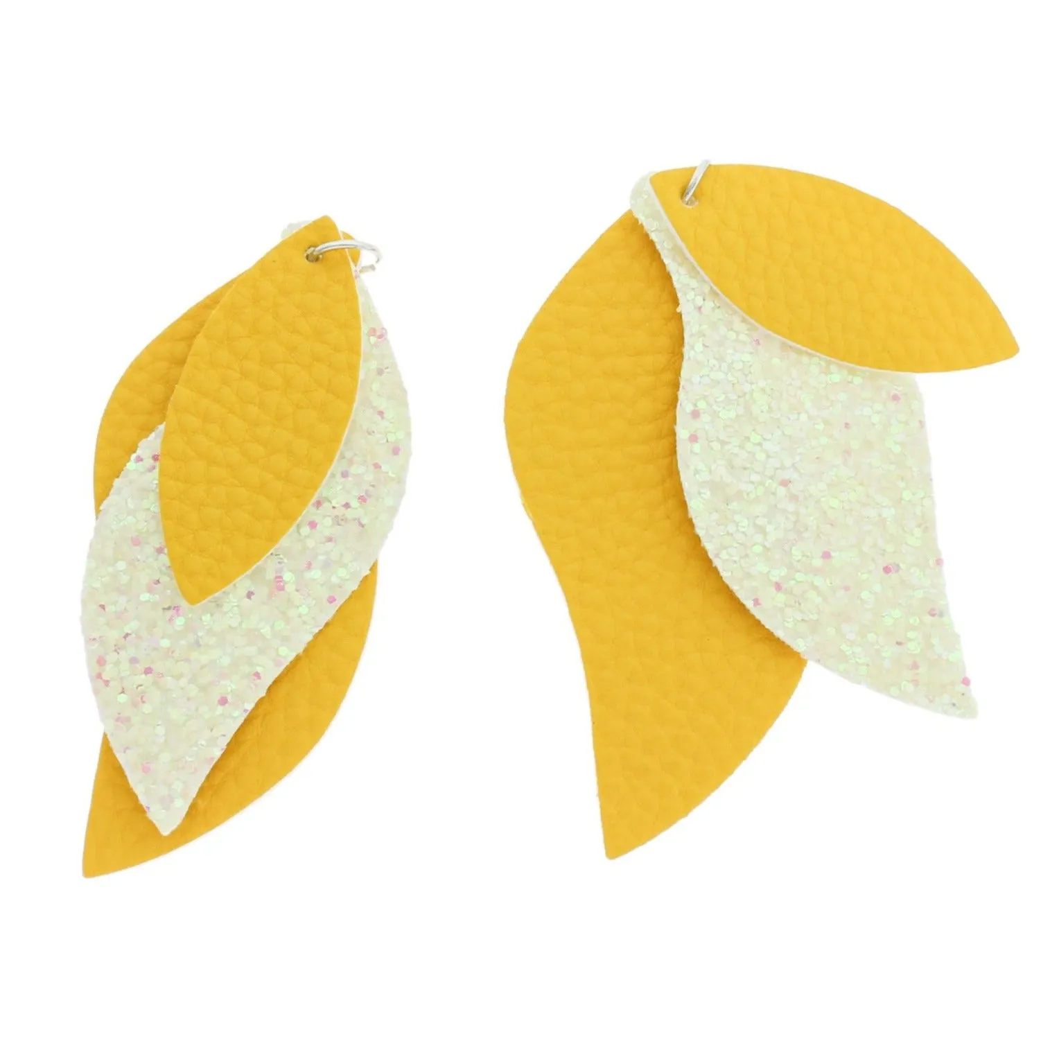Imitation Leather Marquise Pendants - Sequin Glitter - 1 Pair - Choose Your Color!