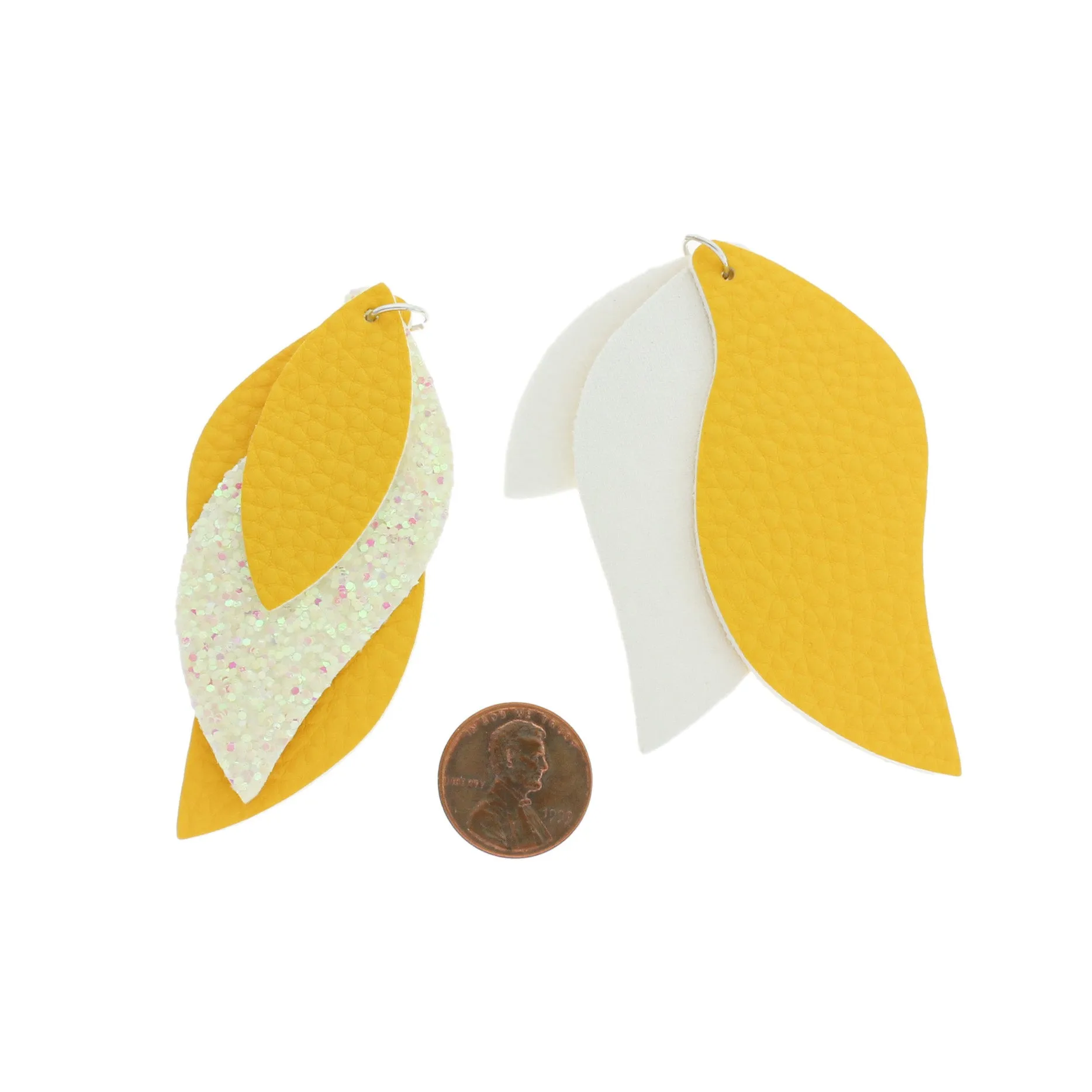 Imitation Leather Marquise Pendants - Sequin Glitter - 1 Pair - Choose Your Color!