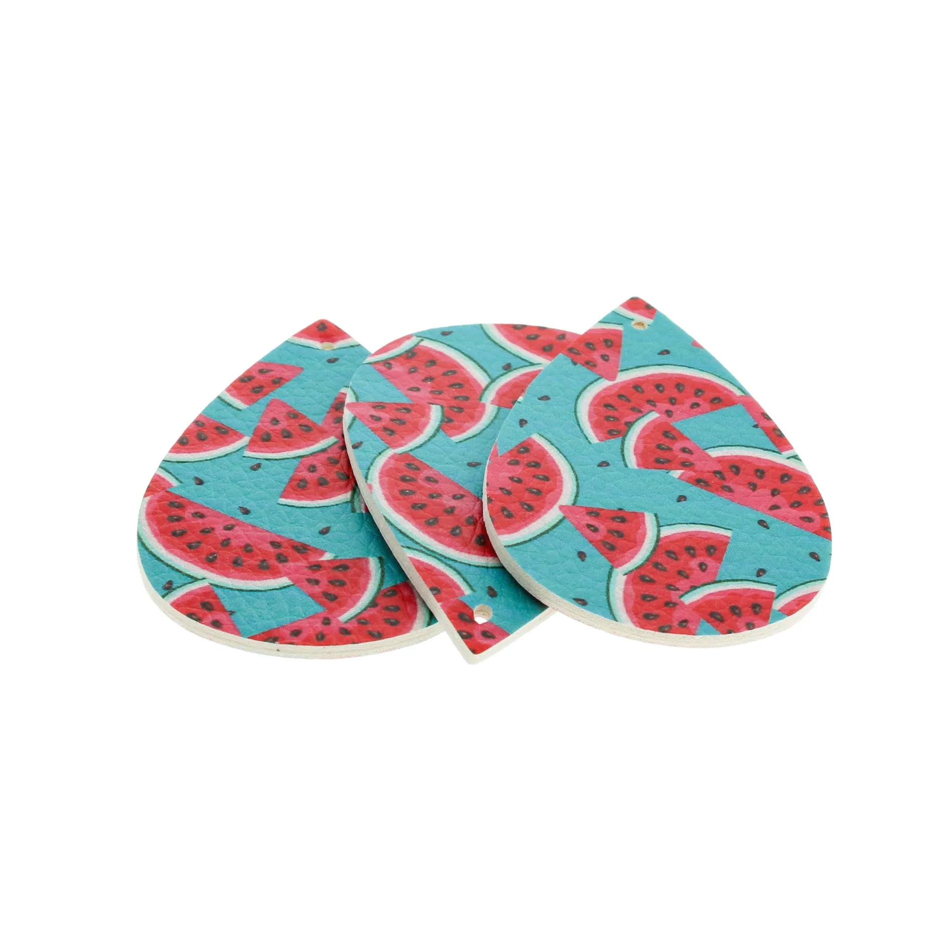 Imitation Leather Teardrop Pendants - Watermelon - 4 Pieces - LP207