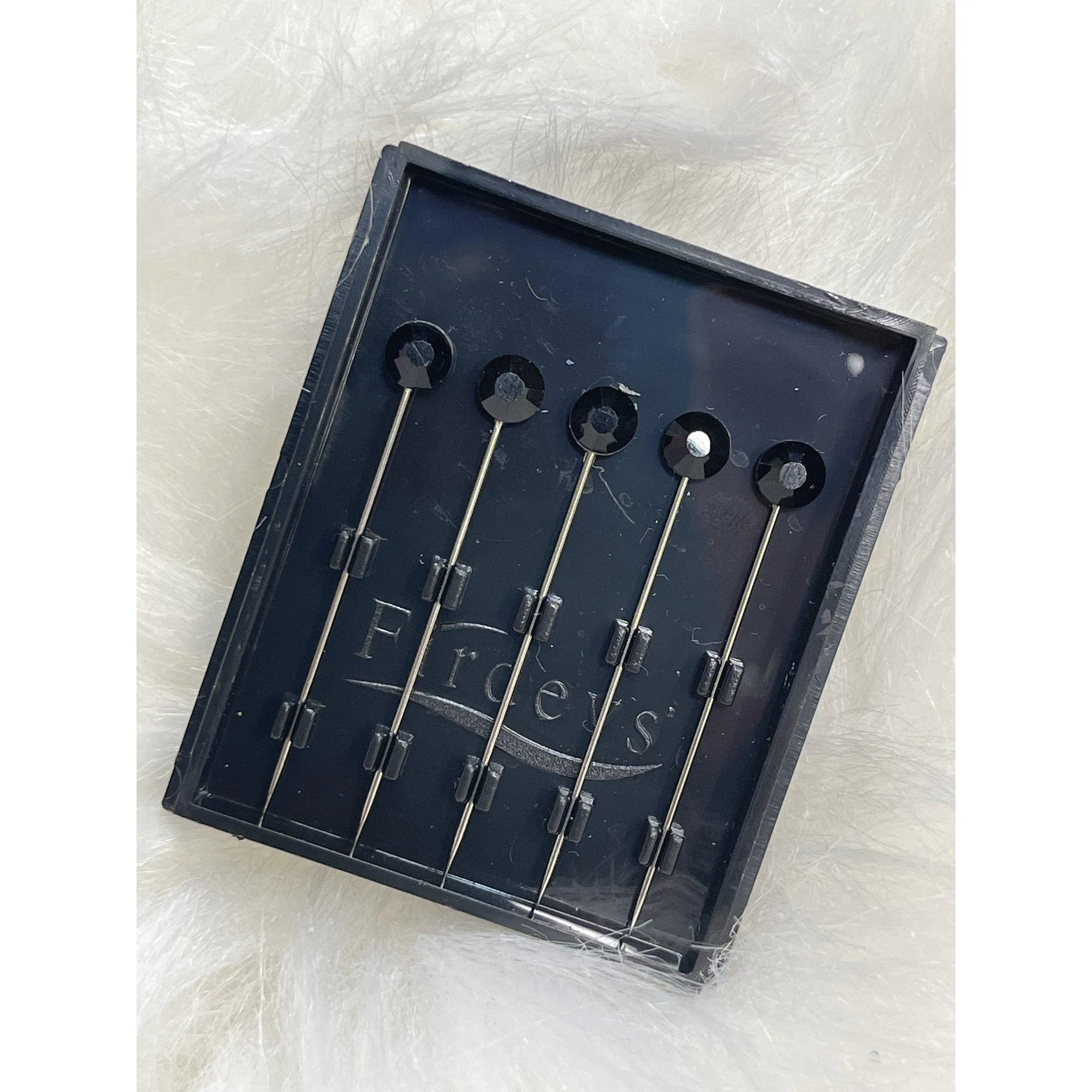 Jewel Headwrap Pins - Black