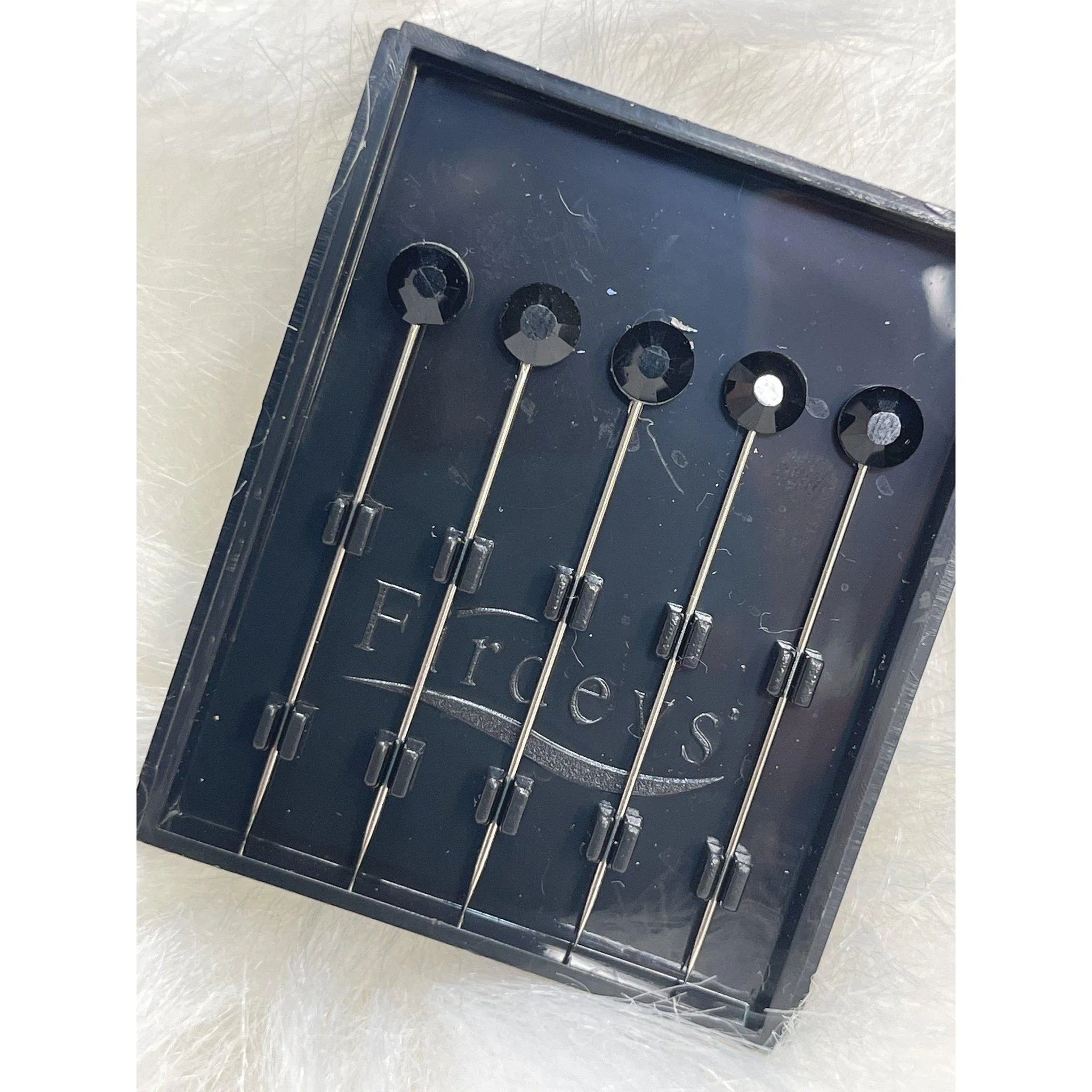 Jewel Headwrap Pins - Black