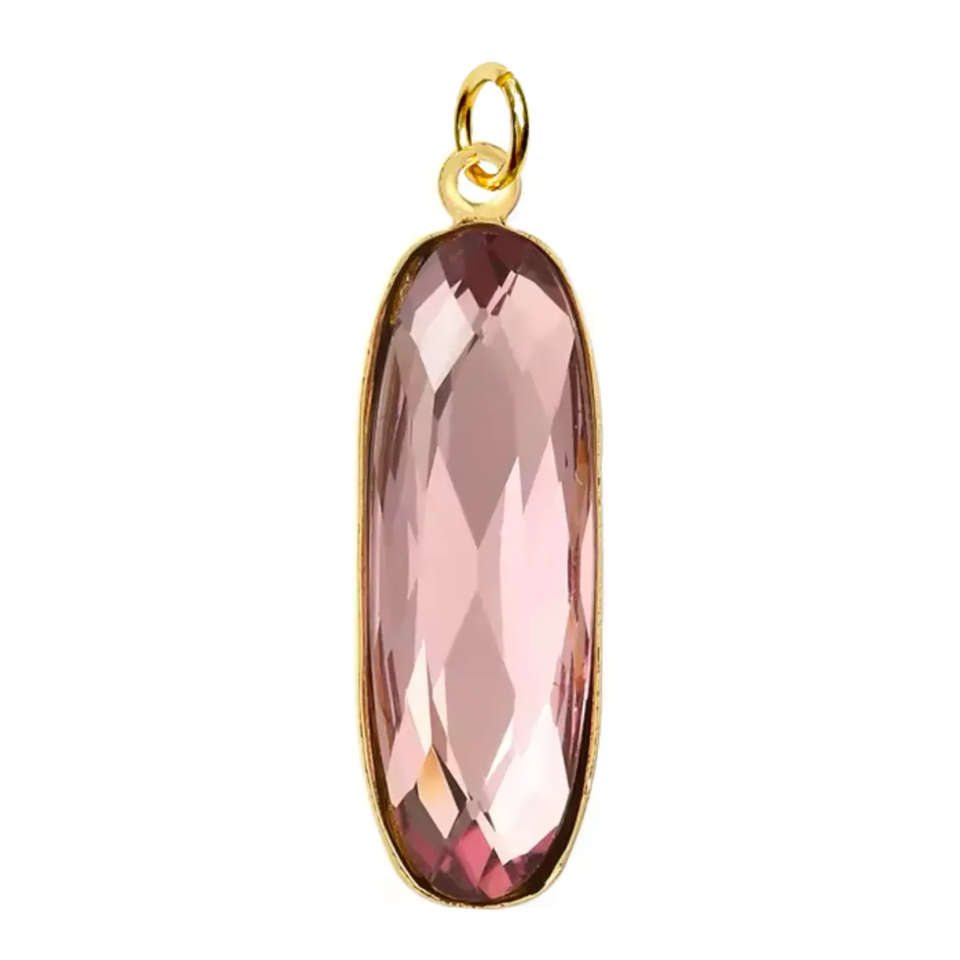 Large Zircon Oval Charm For Charm Necklace & Bracelet