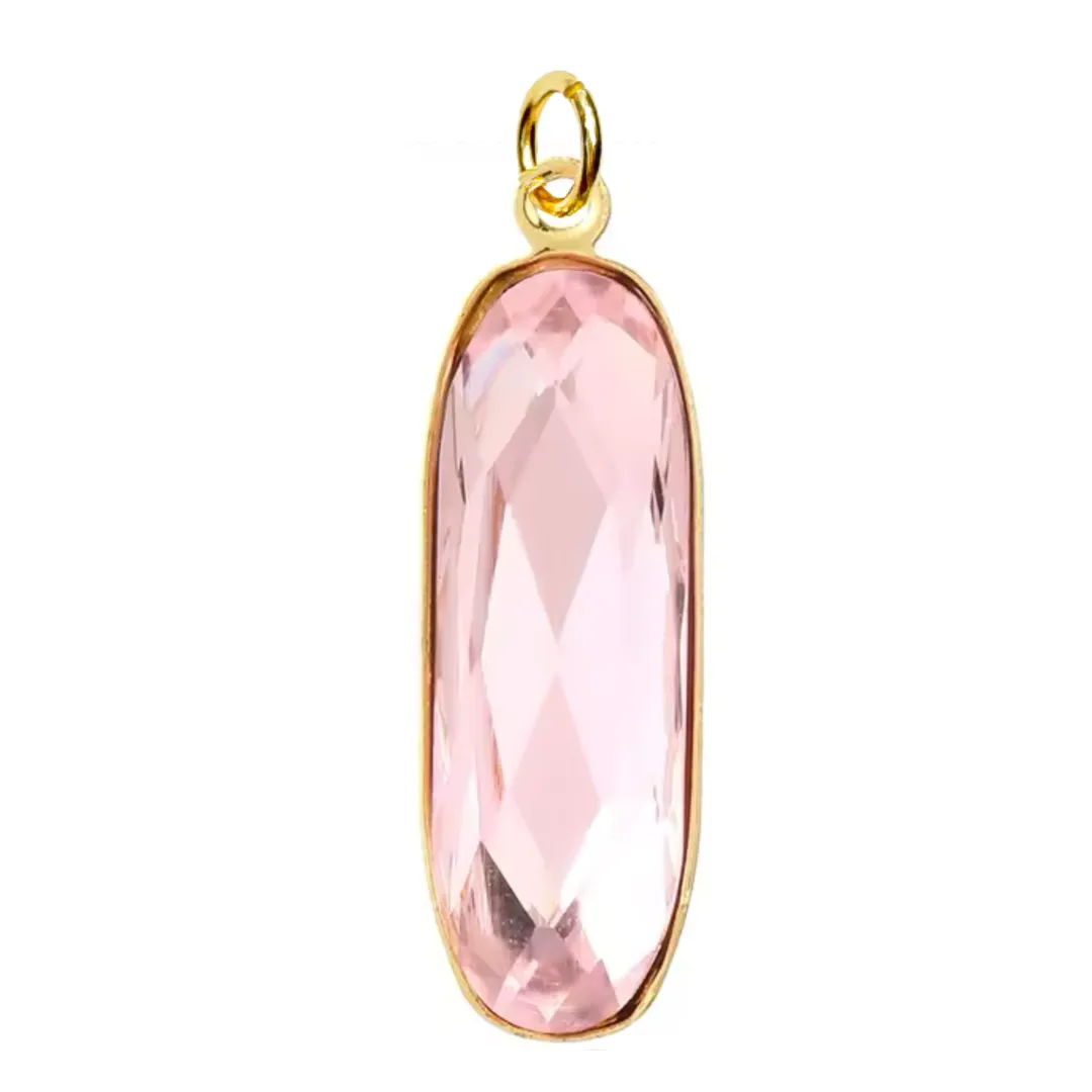Large Zircon Oval Charm For Charm Necklace & Bracelet