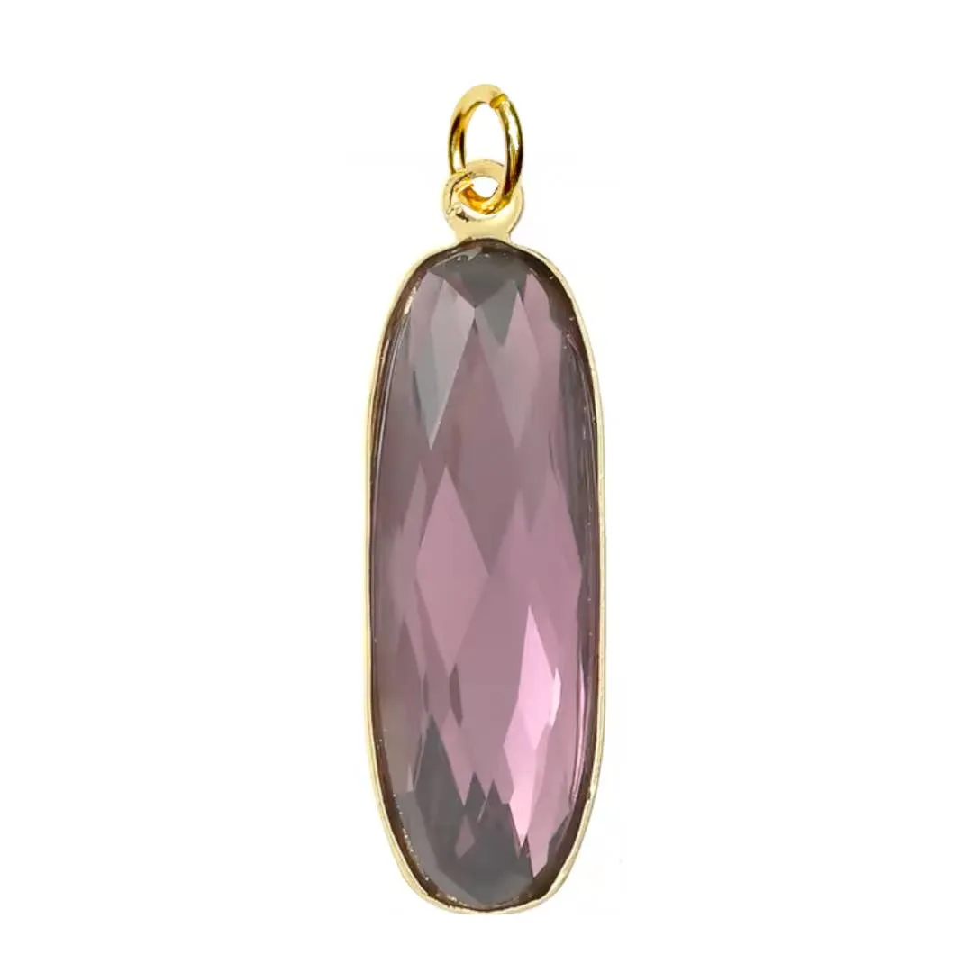 Large Zircon Oval Charm For Charm Necklace & Bracelet