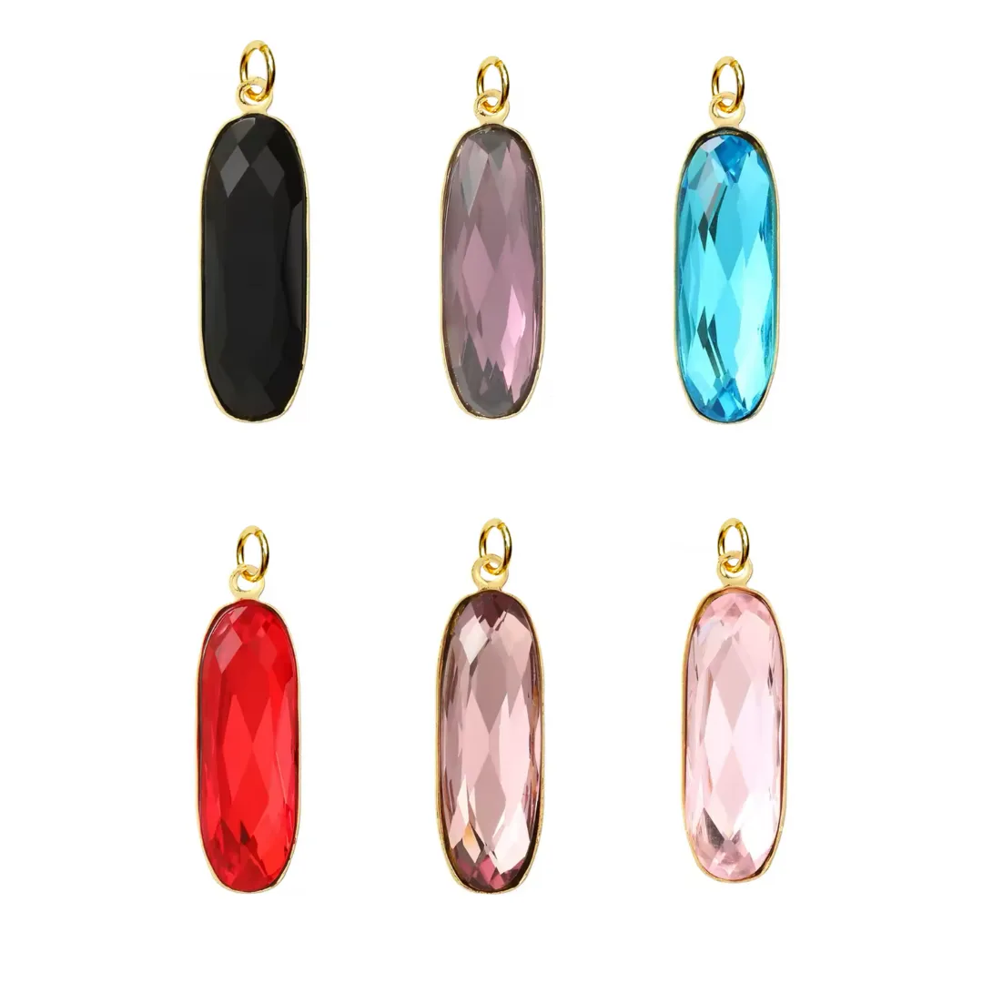 Large Zircon Oval Charm For Charm Necklace & Bracelet
