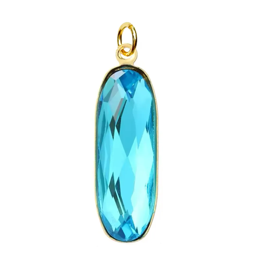 Large Zircon Oval Charm For Charm Necklace & Bracelet