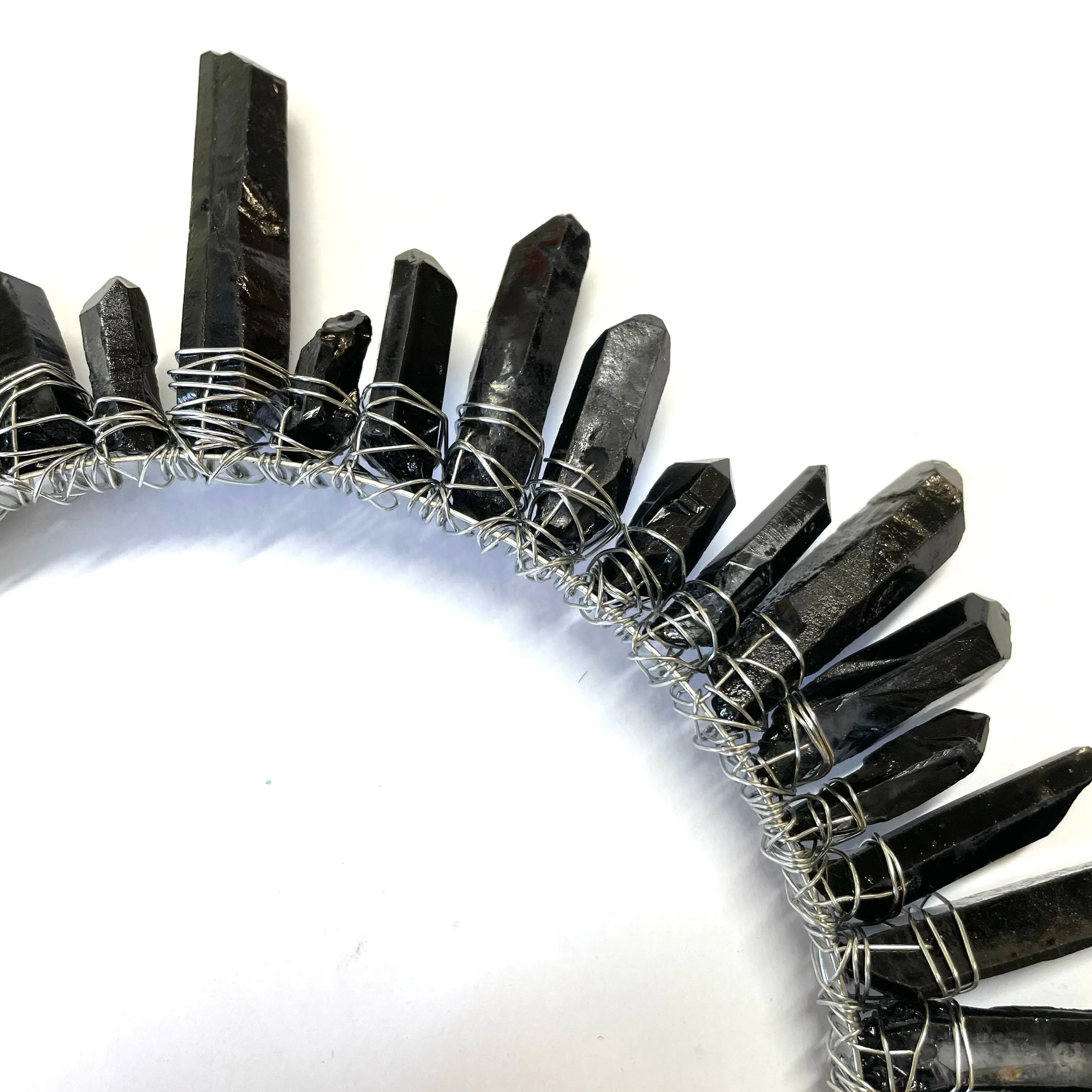 Luxury Crystal Quartz Tiara Bridal Racewear Crown Headdress Headband (Style 1) - Black Quartz
