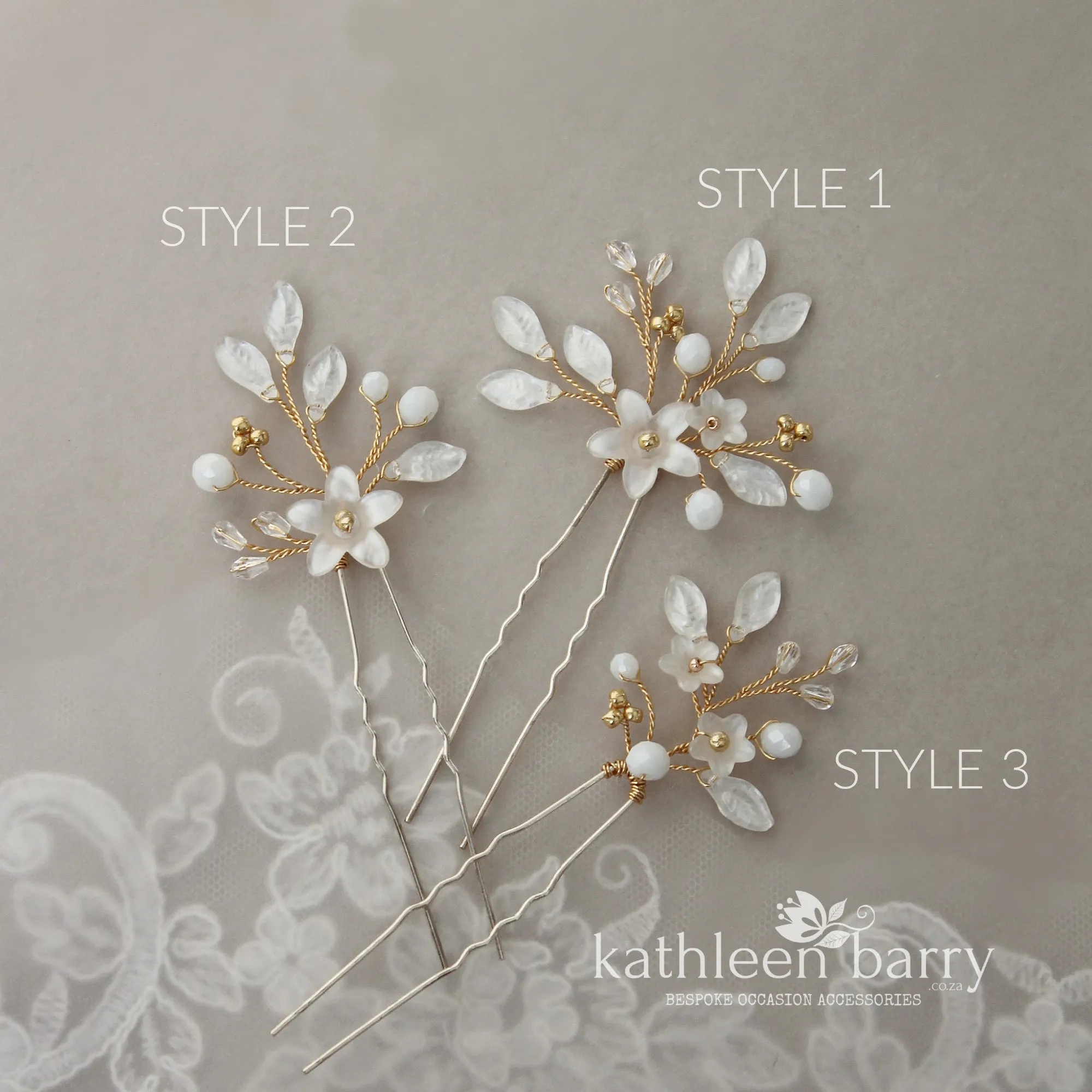 Lynette hair pins mix and match - 3 styles - Rose gold, Gold or silver FROM: