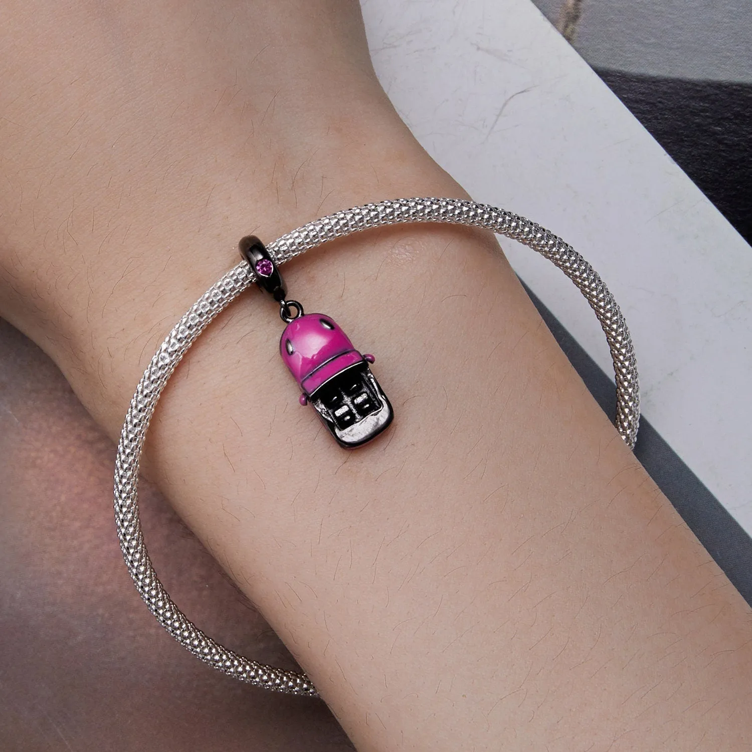 S925 Silver Convertible Car Charm for Bracelet