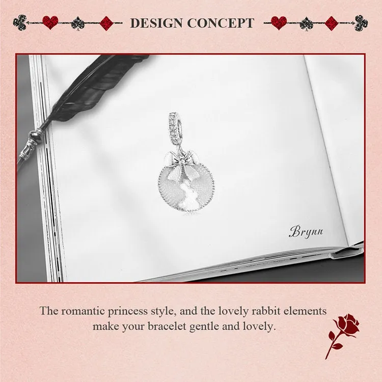 S925 Silver Cute Bunny Charm Beads