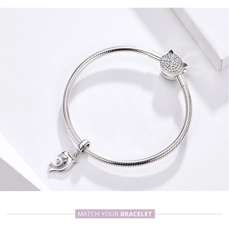 S925 Silver  Dolphin Charm Beads