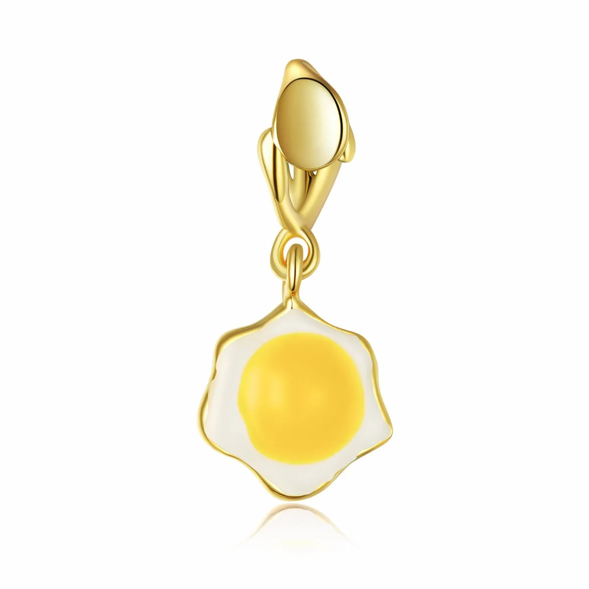 S925 Silver Golden Poached Egg Charm