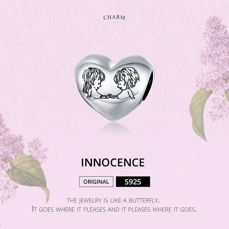 S925 Silver Heart-Shaped Charm Beads