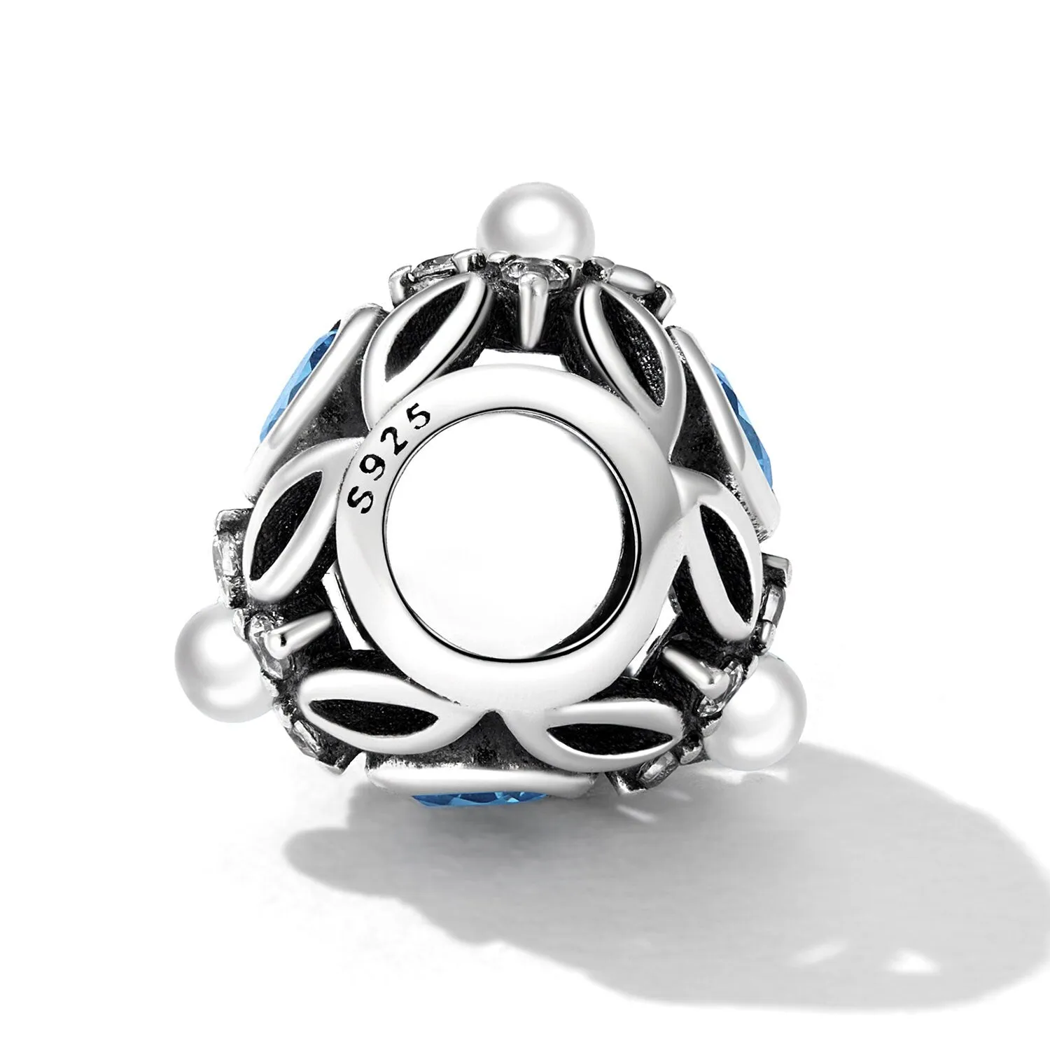 S925 Silver Hollow Pattern Charm