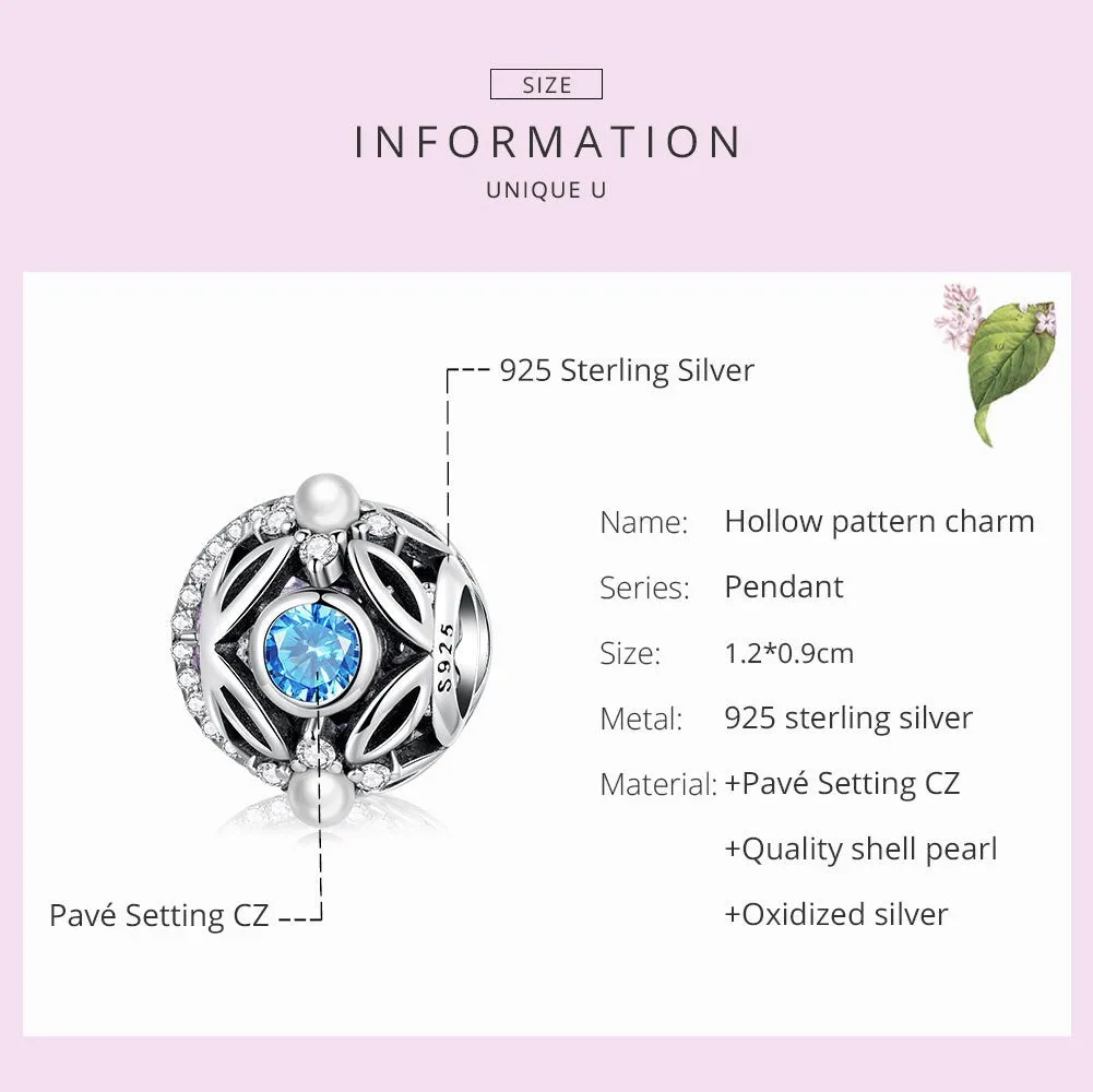 S925 Silver Hollow Pattern Charm