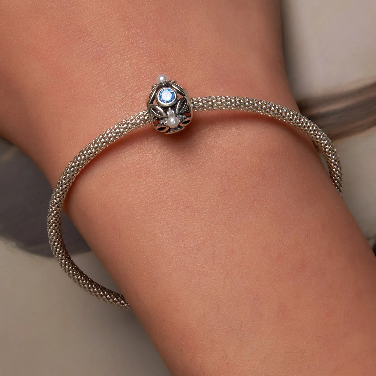 S925 Silver Hollow Pattern Charm