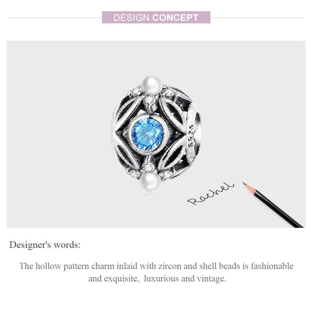 S925 Silver Hollow Pattern Charm