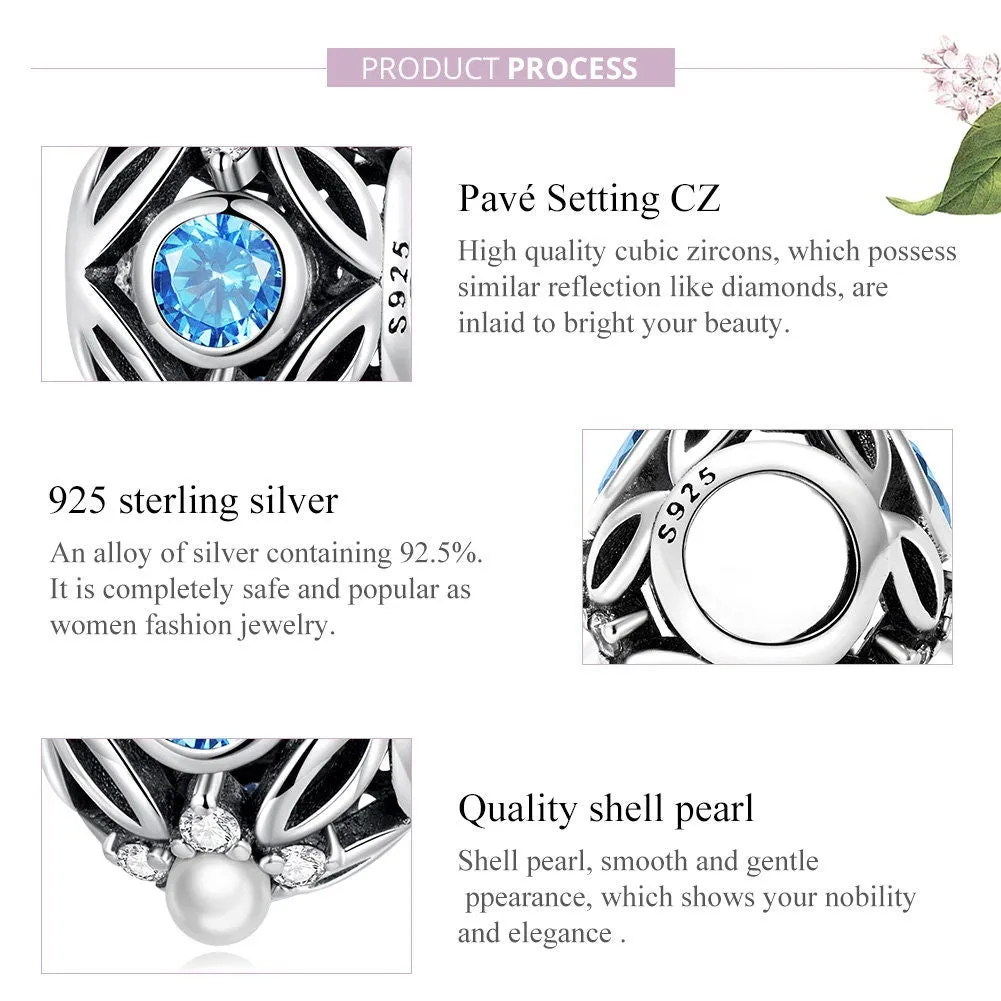 S925 Silver Hollow Pattern Charm