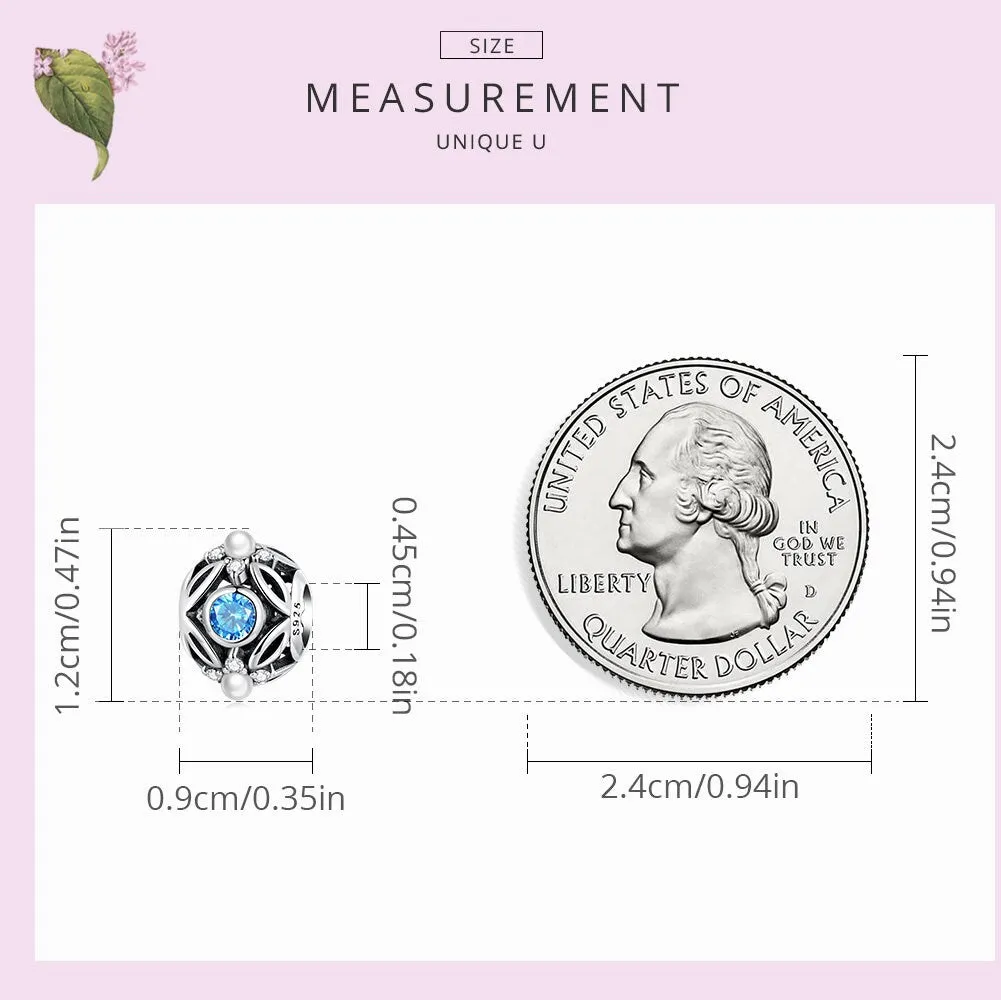 S925 Silver Hollow Pattern Charm