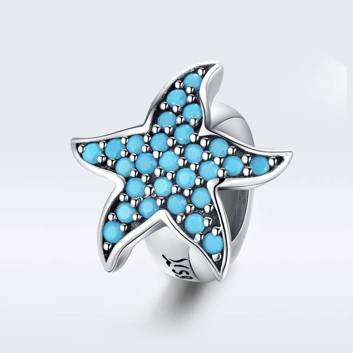 S925 Silver Starfish Charm Beads