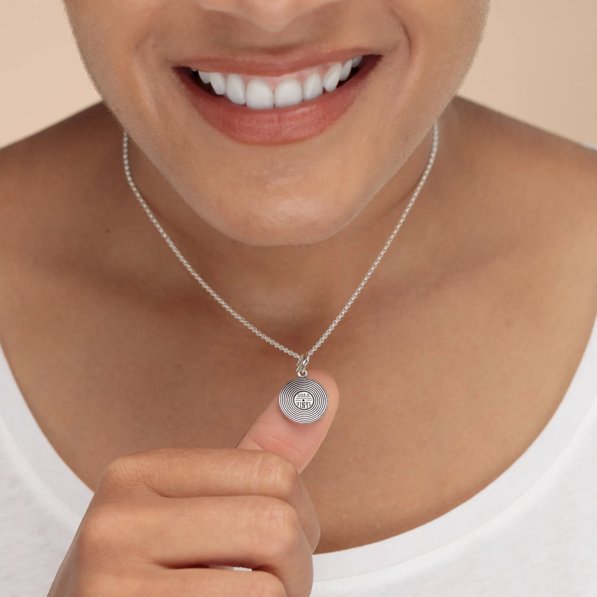 Silver Vinyl Record Charm