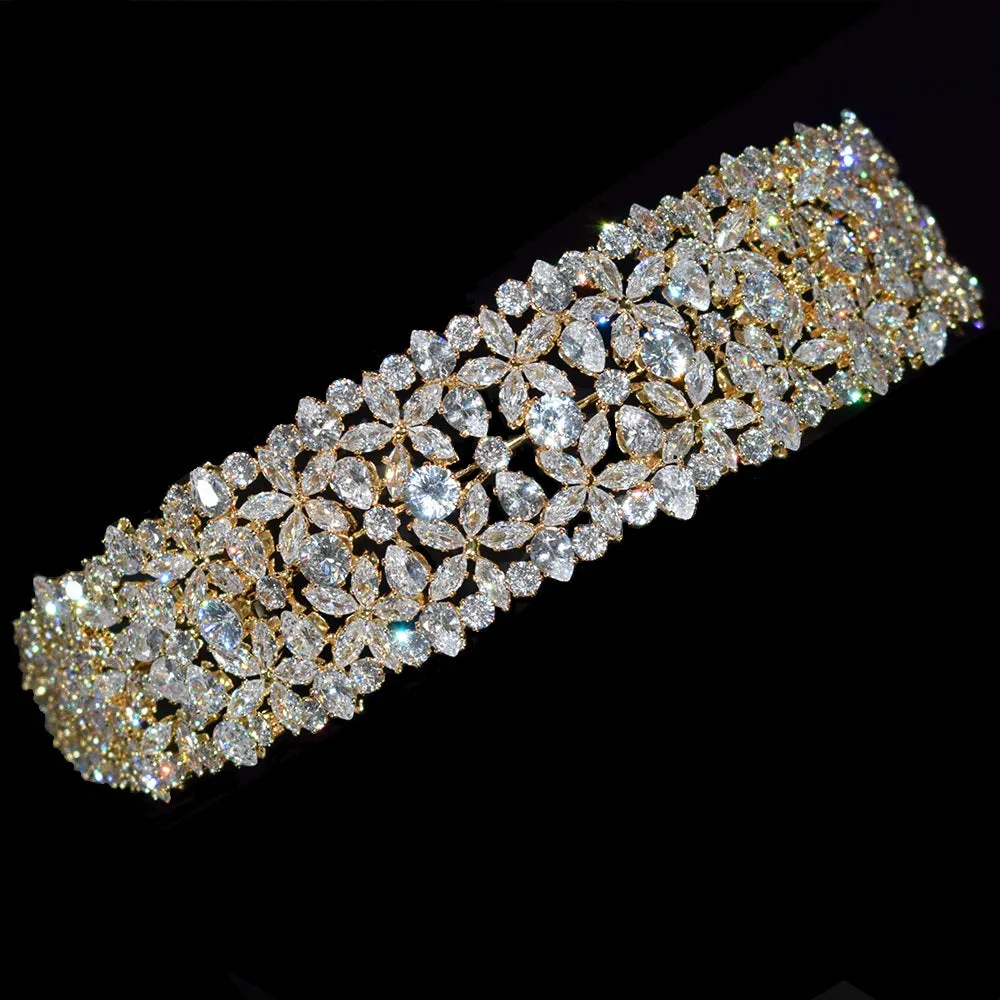 Vintage Couture CZ Zirconia Crystal Bridal headband Tiara